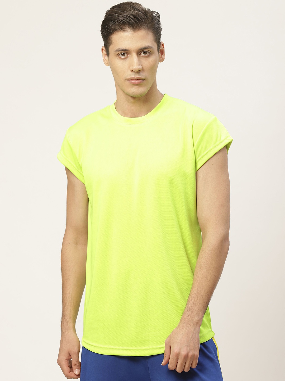 

PAUSE SPORT Men Lime Green Regular Fit Cotton T-shirt