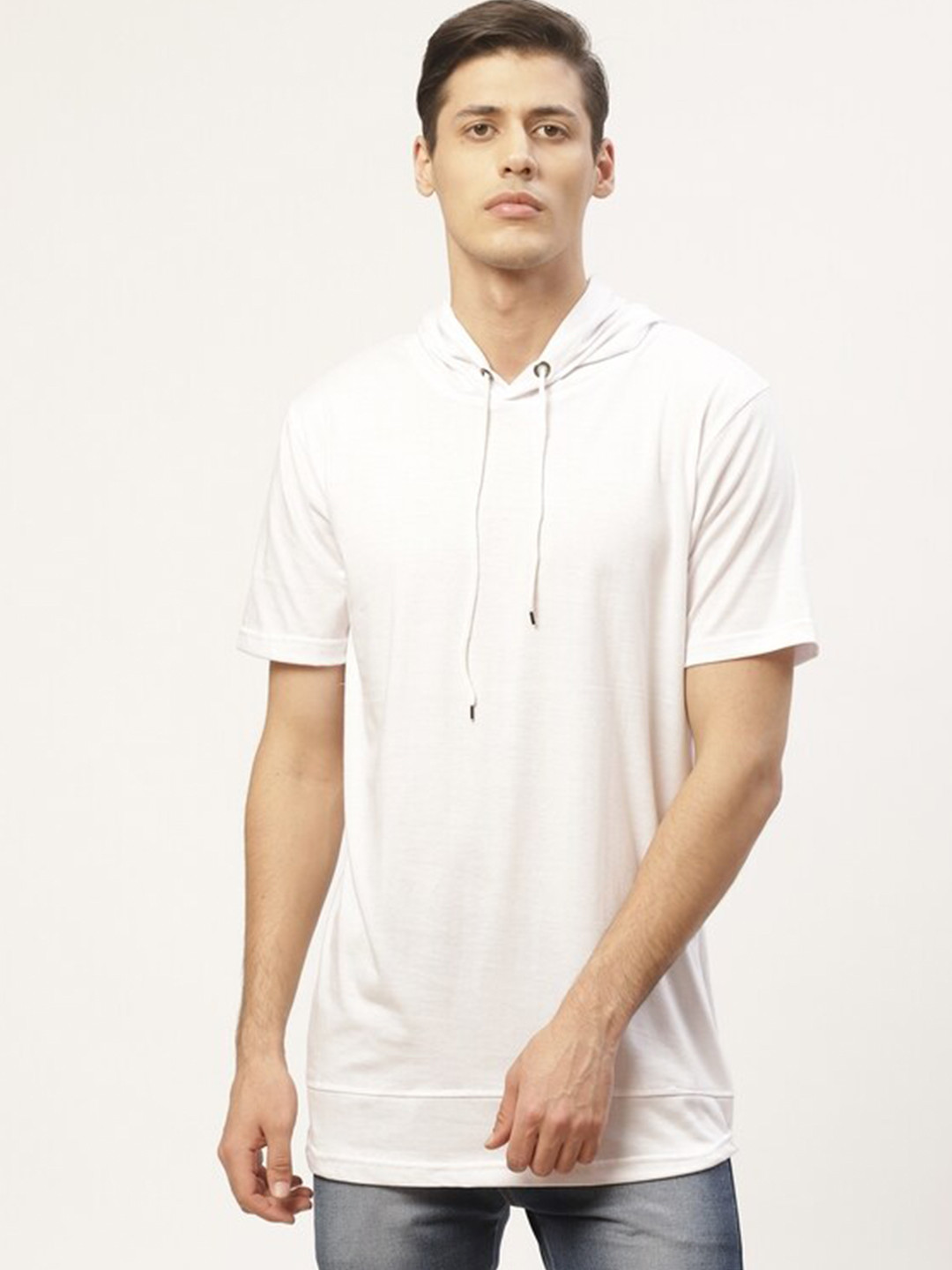 

PAUSE SPORT Men White Hood Neck Cotton T-shirt