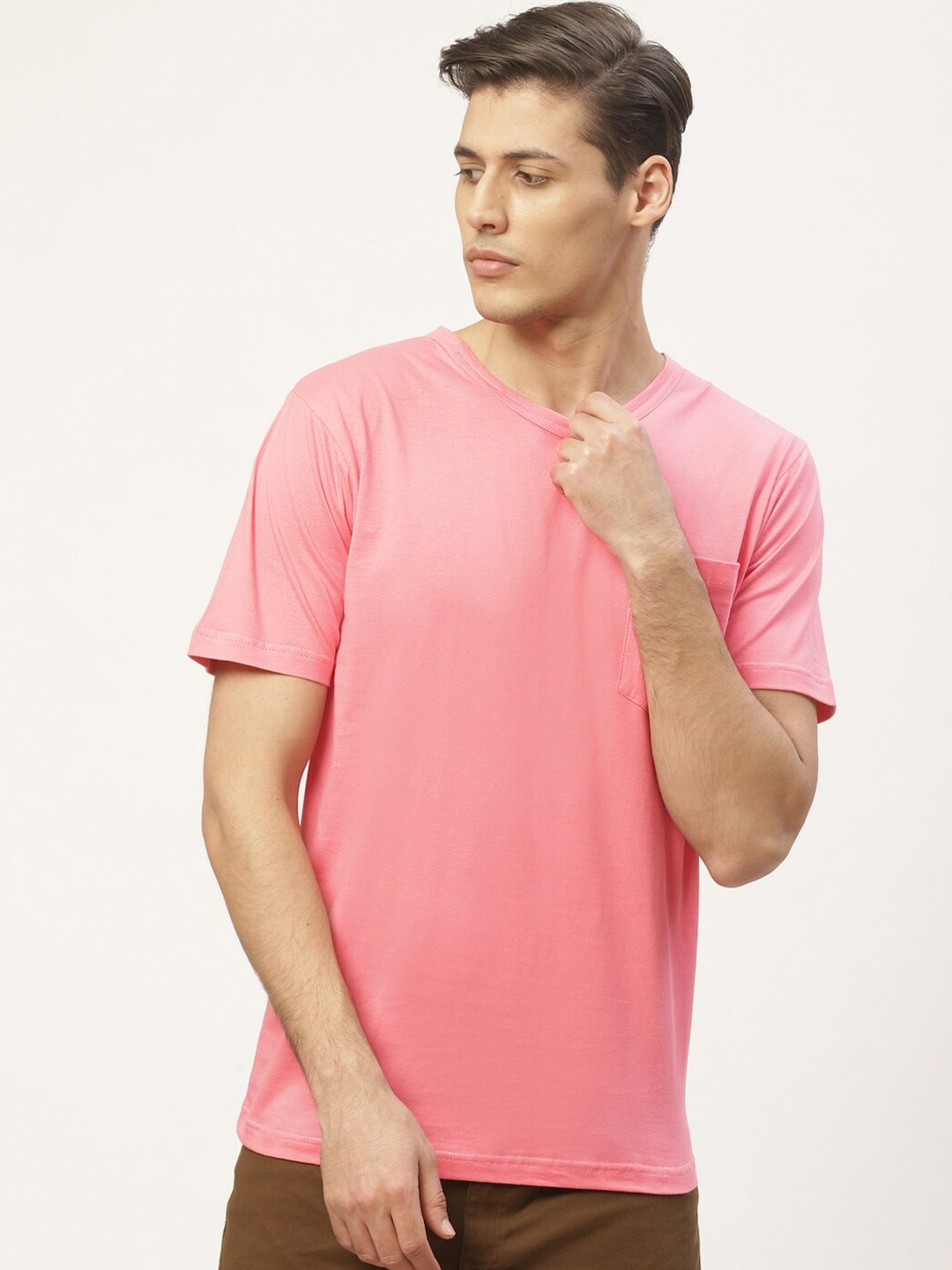 

PAUSE SPORT Men Pink Cotton T-shirt