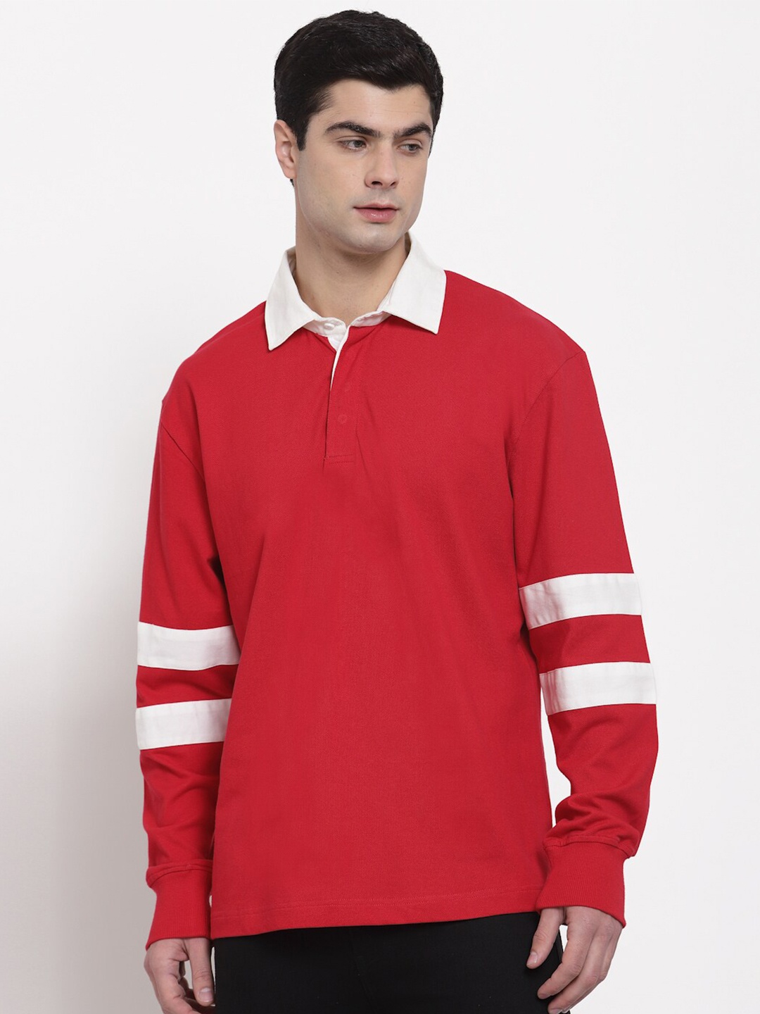 

PAUSE SPORT Men Red & White Polo Collar Cotton T-shirt