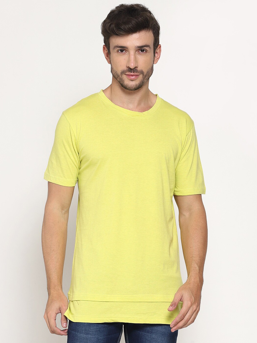 PAUSE SPORT Men Lime Green Cotton T-shirt