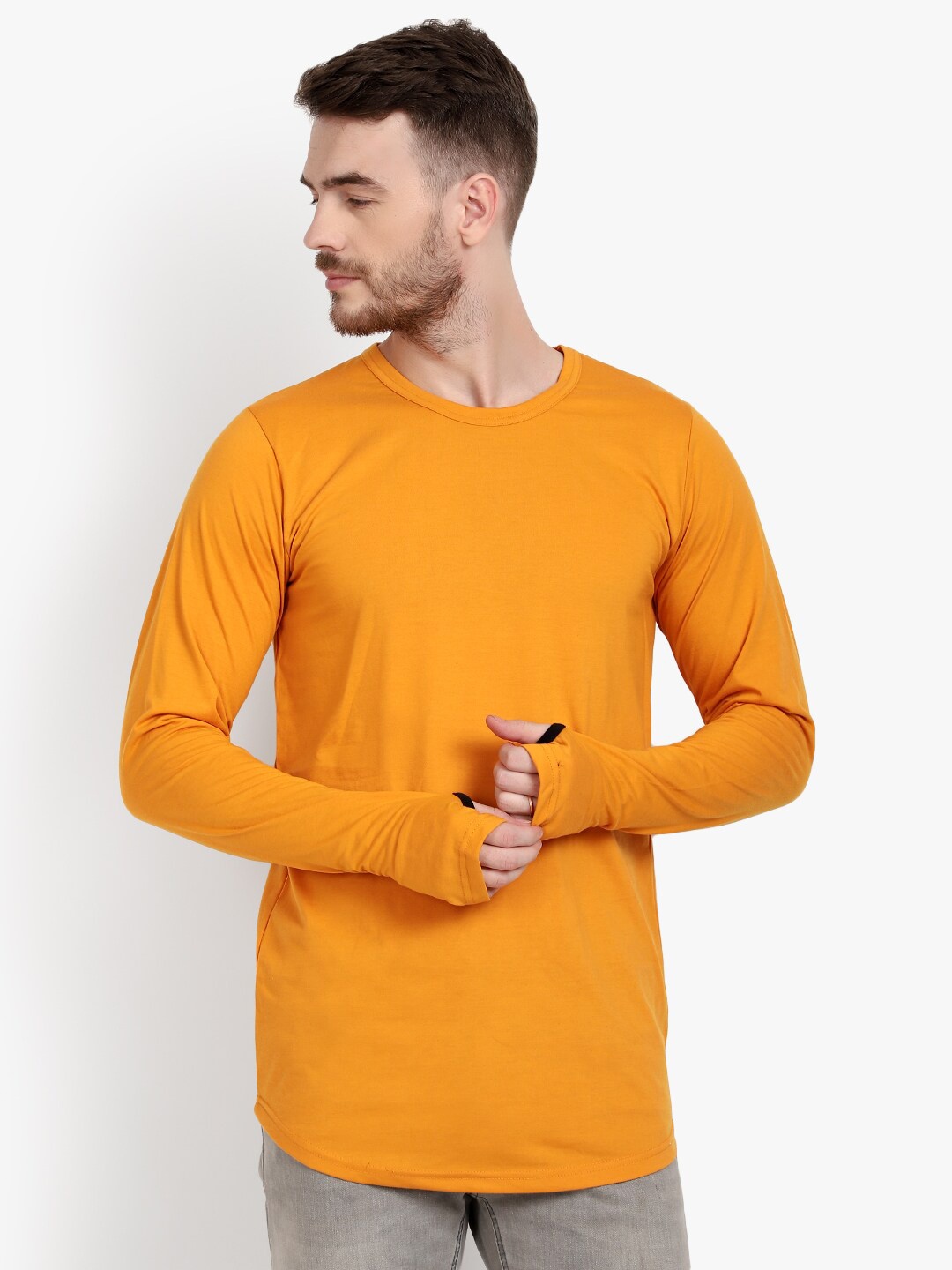 

PAUSE SPORT Men Mustard Yellow Cotton T-shirt
