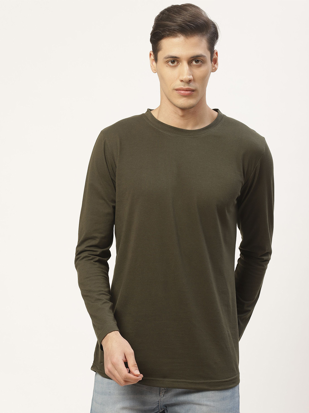 

PAUSE SPORT Men Olive Green Cotton T-shirt