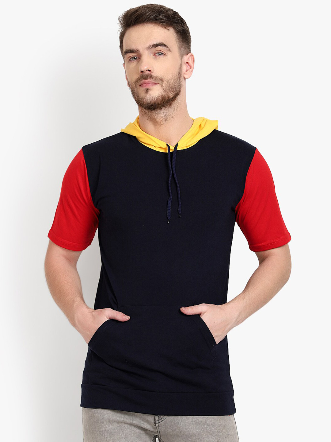 

PAUSE SPORT Men Black Colourblocked Cotton T-shirt