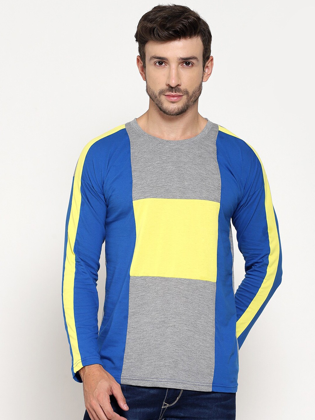 

PAUSE SPORT Men Multicoloured Colourblocked Drop-Shoulder Sleeves T-shirt, Multi