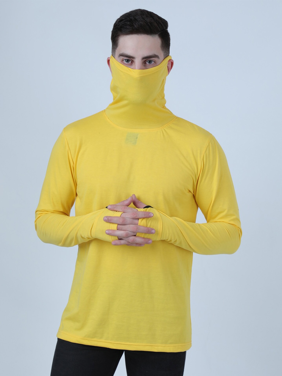 

PAUSE SPORT Men Yellow Turtle Neck T-shirt