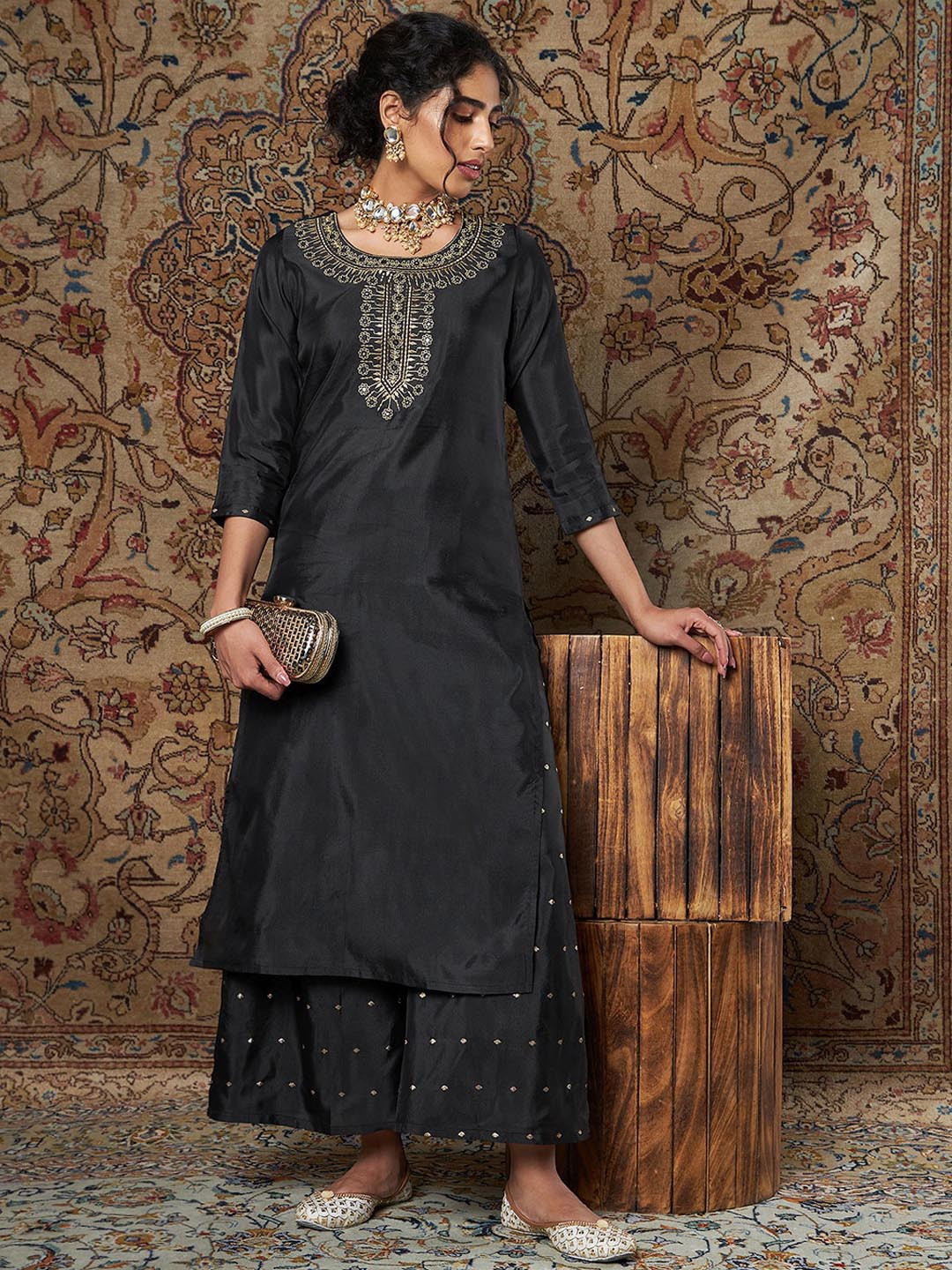 

Shae by SASSAFRAS Women Black Printed Ethnic Palazzos