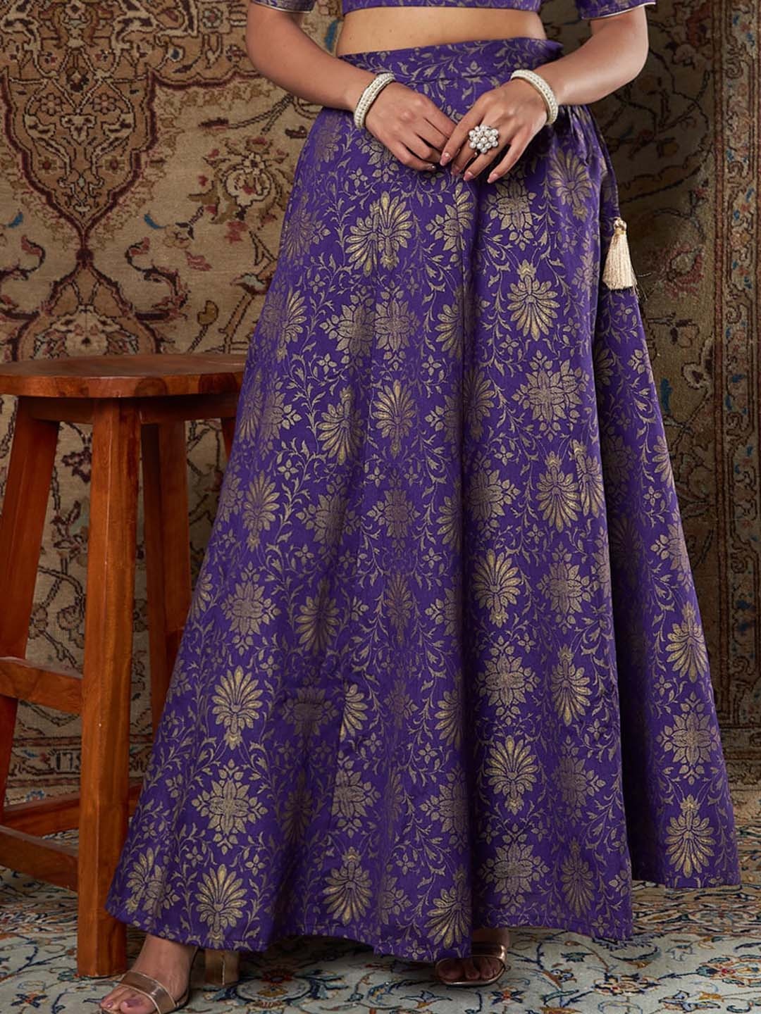 

Shae by SASSAFRAS Women Purple Self Design Anarkali Skirt