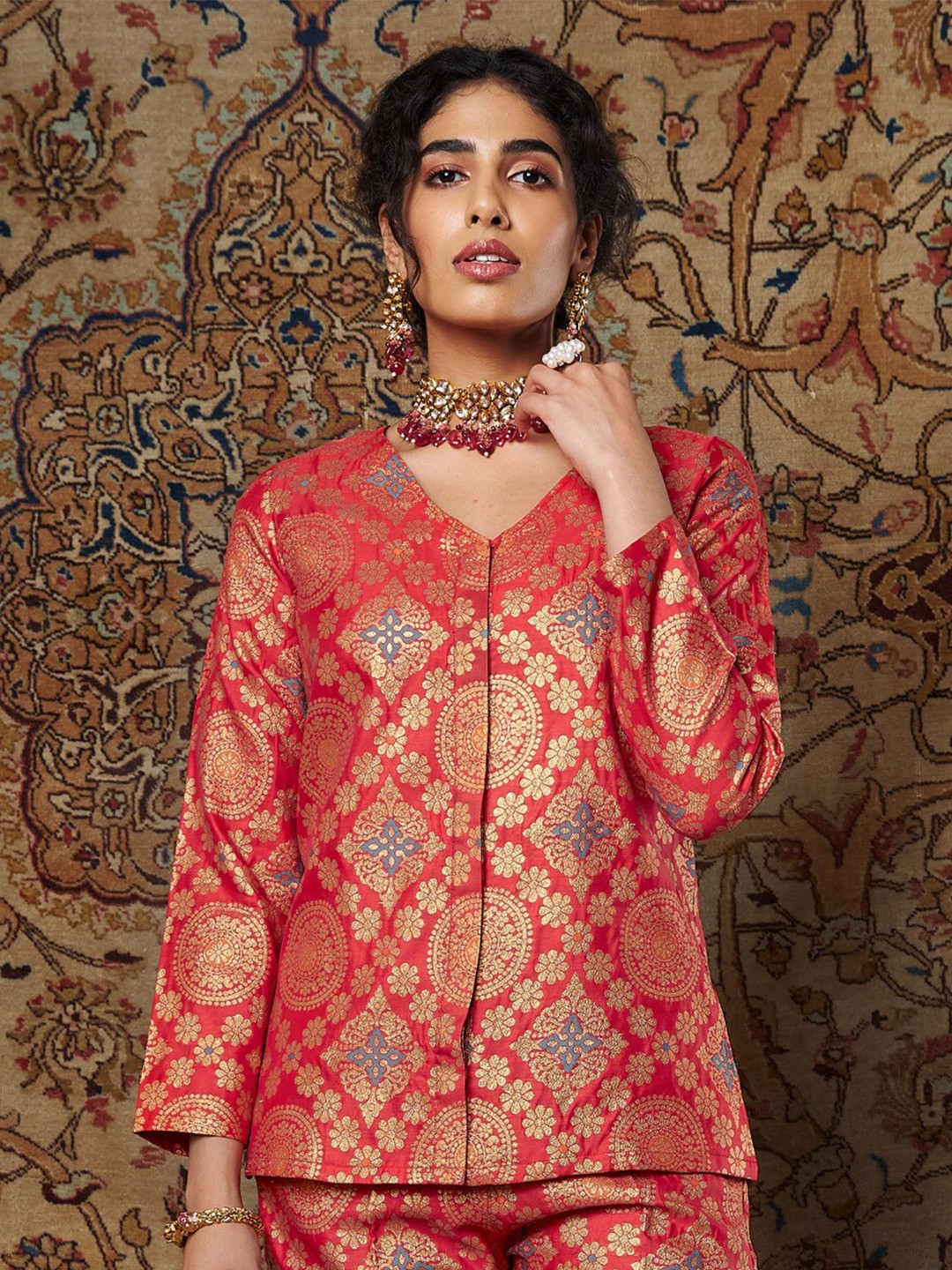 

Shae by SASSAFRAS Red Ethnic Print Top
