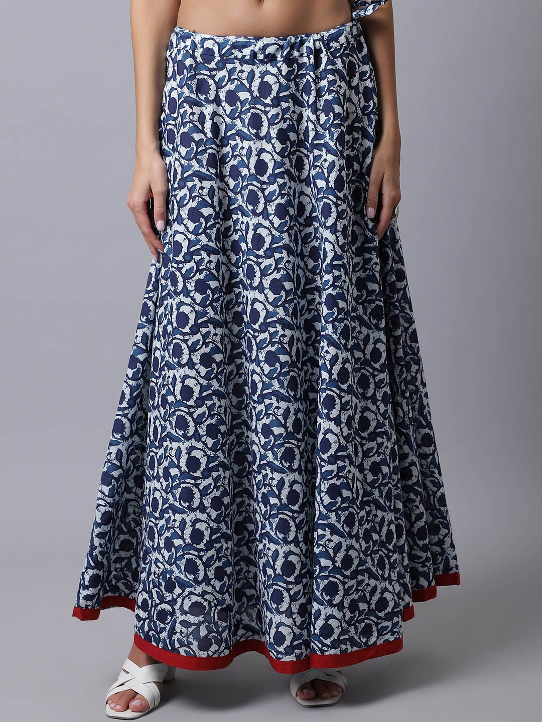 

SOUNDARYA Women Blue Printed Cotton Skirt