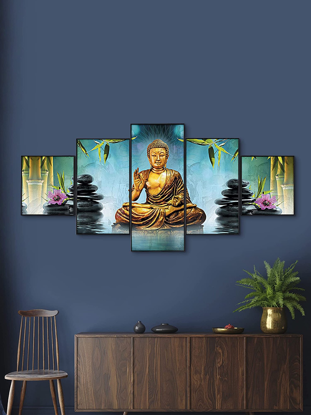 

Perpetual Set Of 5 3d Buddha Paintings Wall Art, Multi