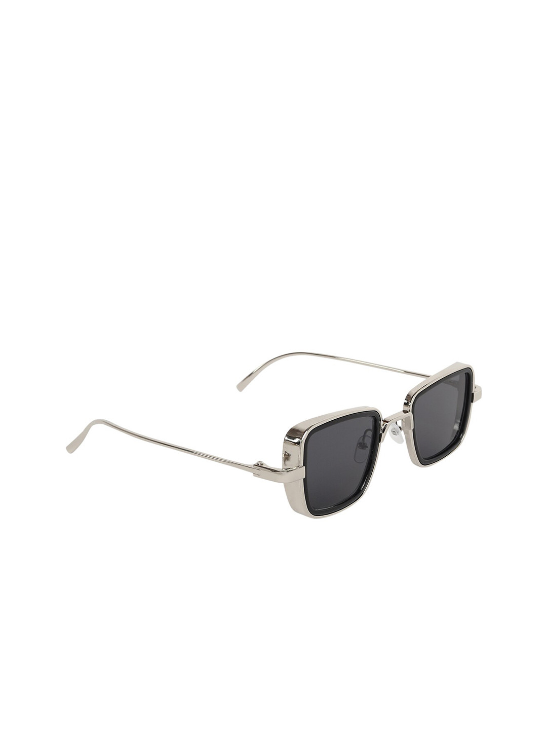 

GARTH Unisex Black Lens & Steel Rectangle Sunglasses UV Protected Lens GRT_KABIR_NIK-BLK