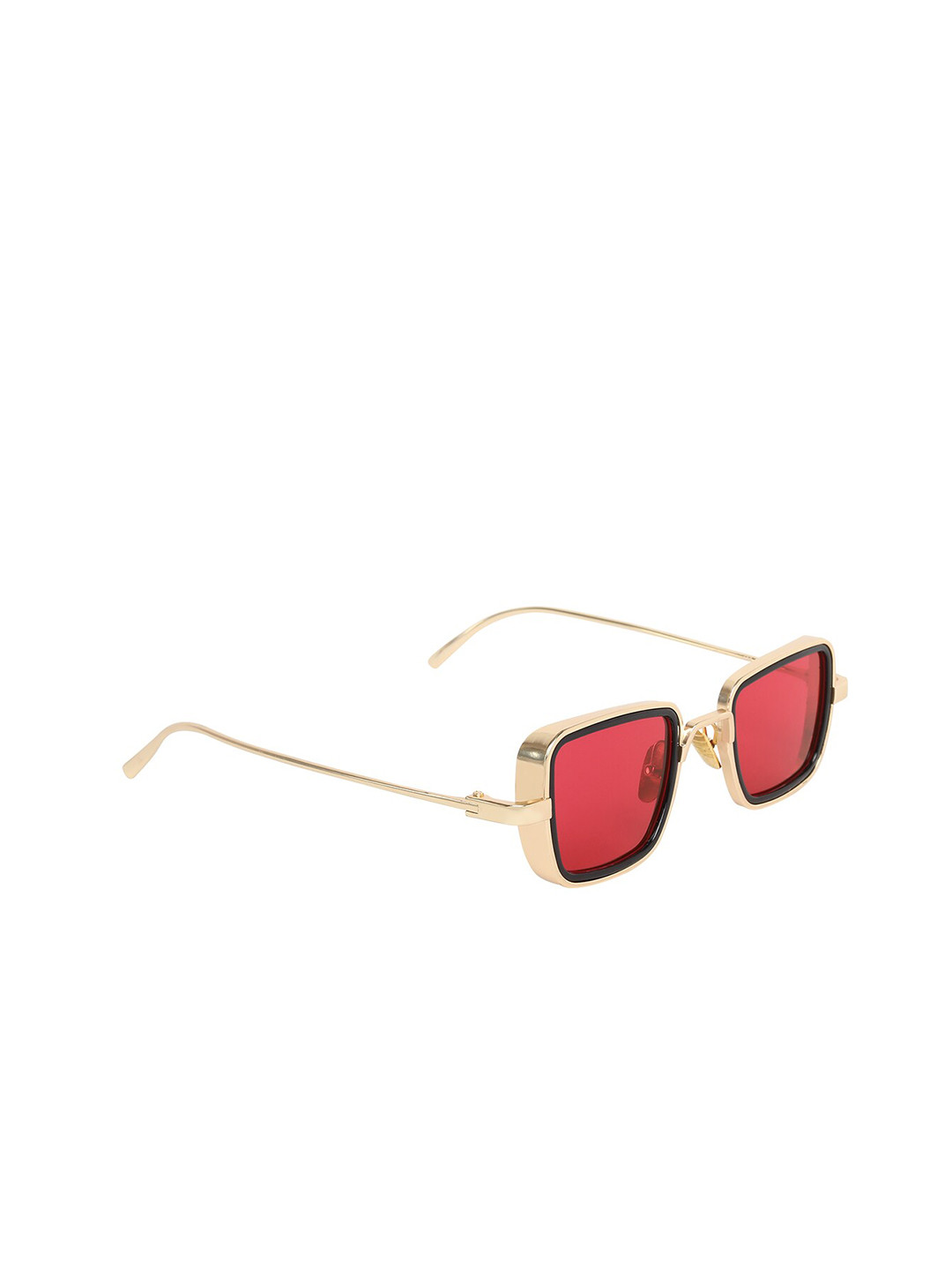 

GARTH Unisex Red Lens & Gold Rectangle Sunglasses with UV Protected Lens GRT_KABIR_GRED