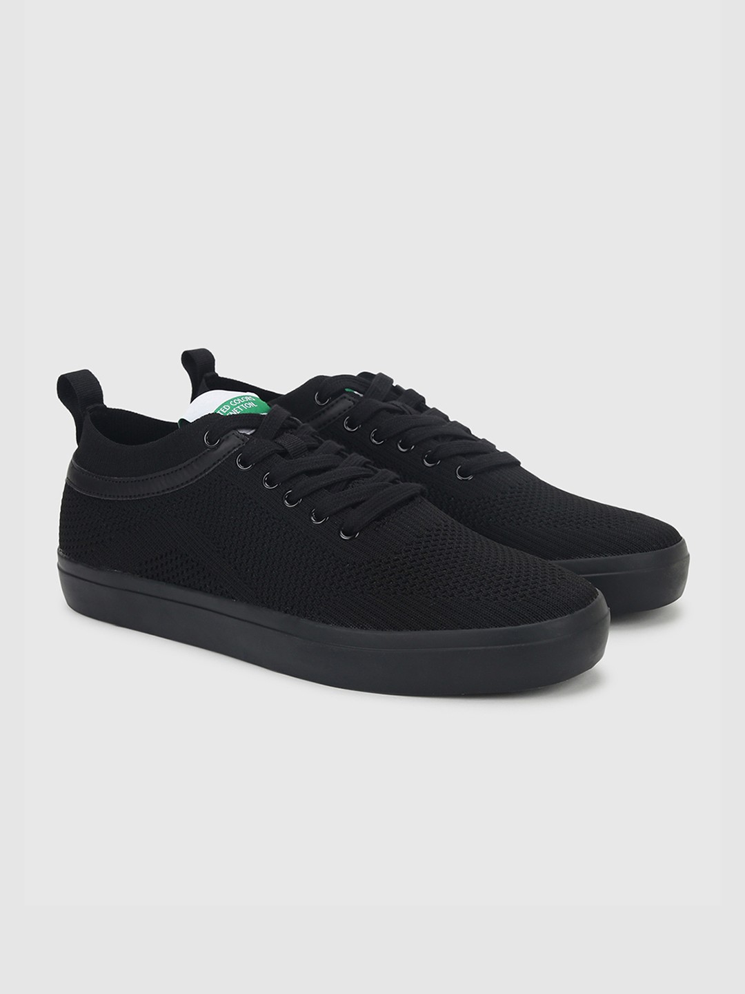 

United Colors of Benetton Men Black Woven Design Sneakers