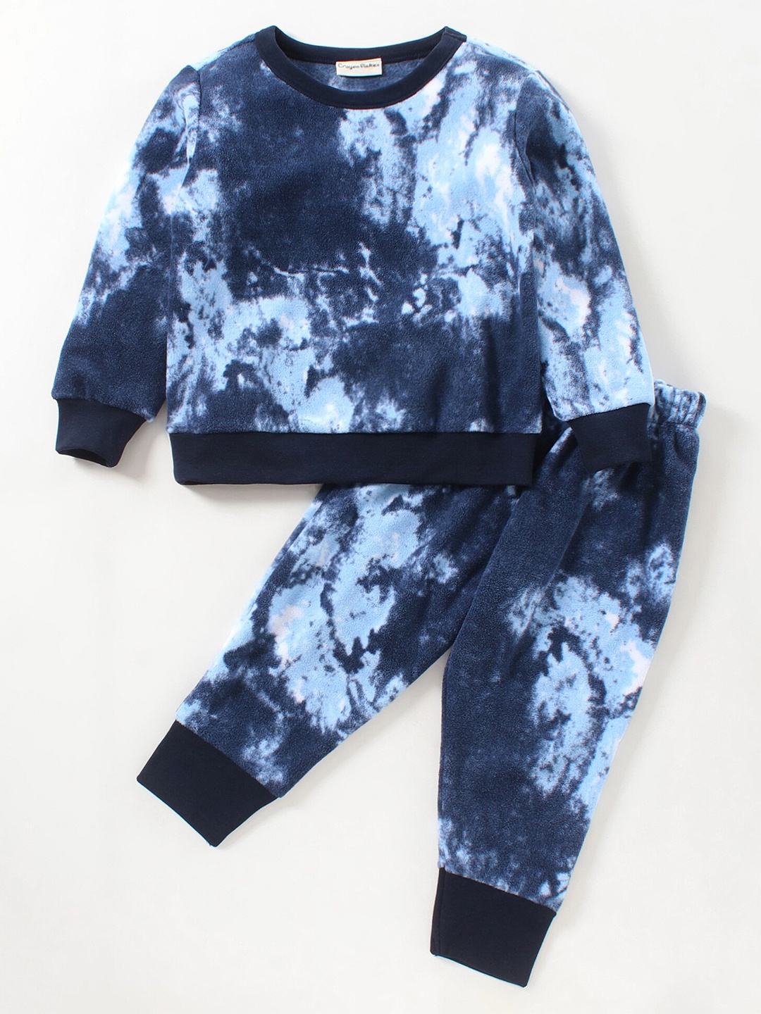 

CrayonFlakes Unisex Kids Navy Blue Dyed T-shirt with Pyjamas