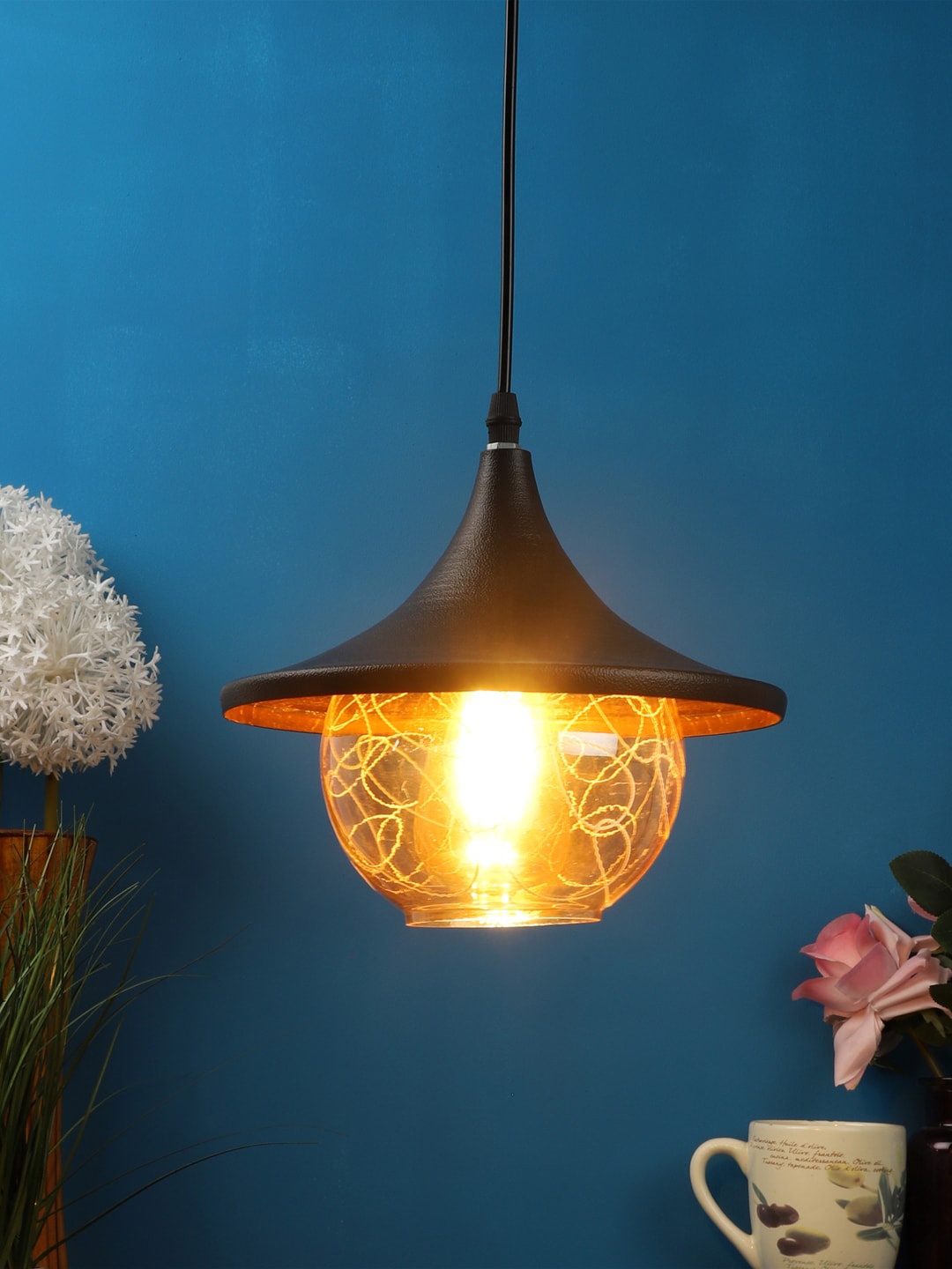 

foziq Black & Gold-Toned Solid Ceiling Lamp