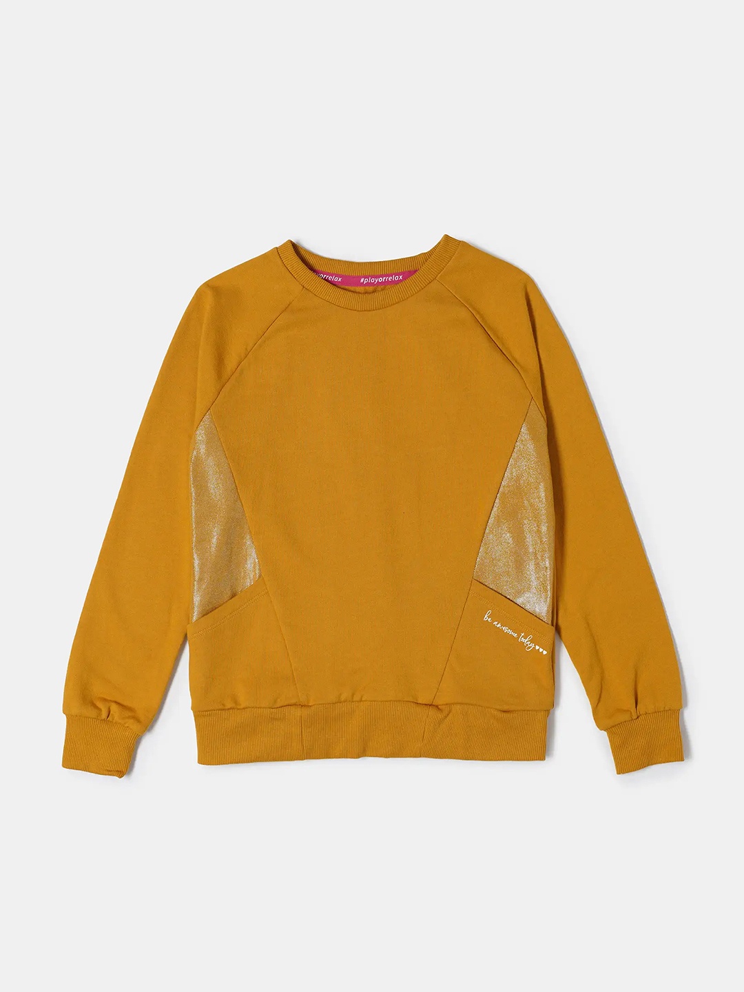 

Jockey Girls Super Combed Cotton Printed Round Neck Regular Fit Sweatshirt-AG43, Mustard