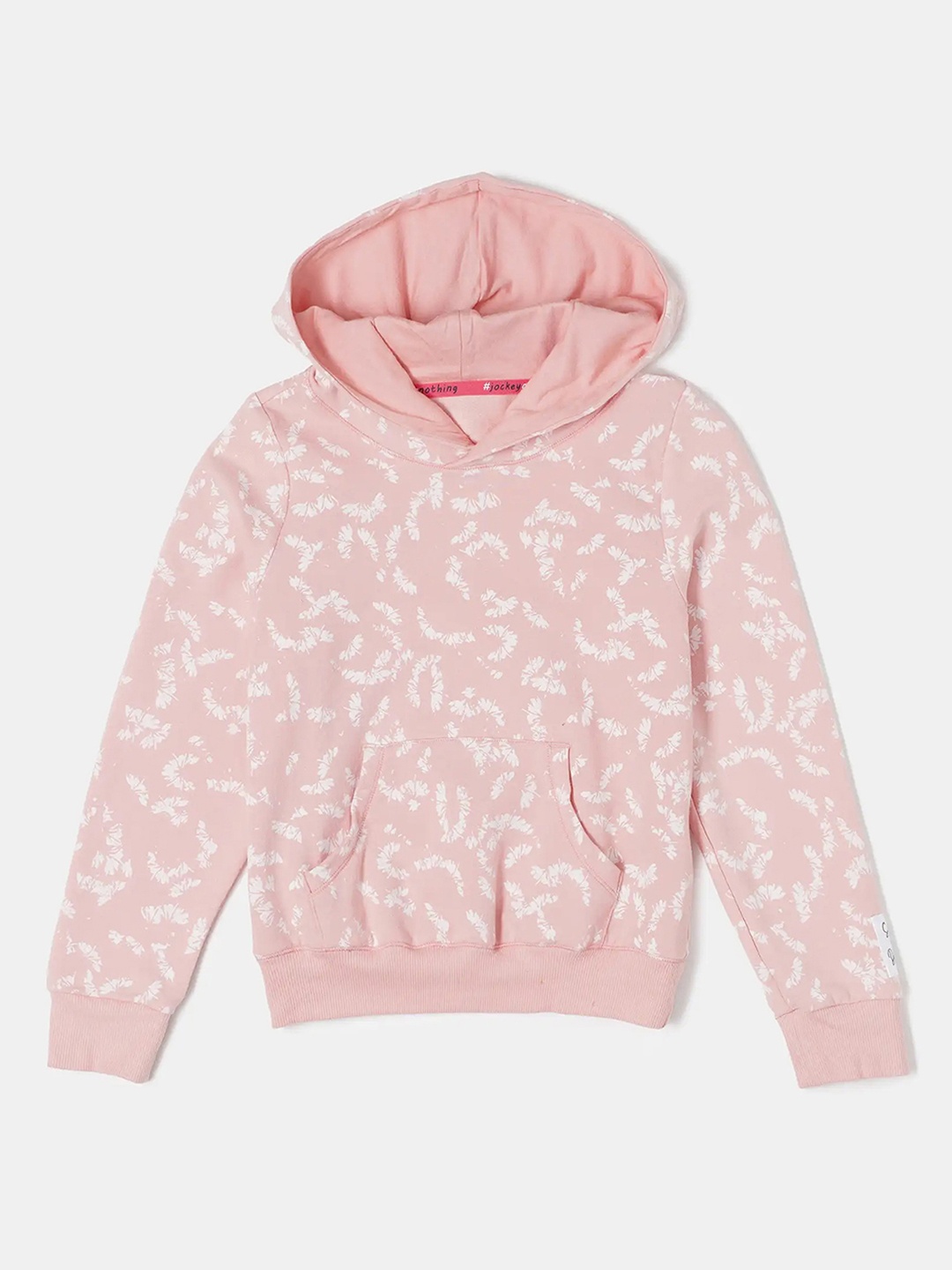 

Jockey Girls Super Combed Cotton Printed Relaxed Fit Full Sleeve Hoodie Sweatshirt-CG26, Peach