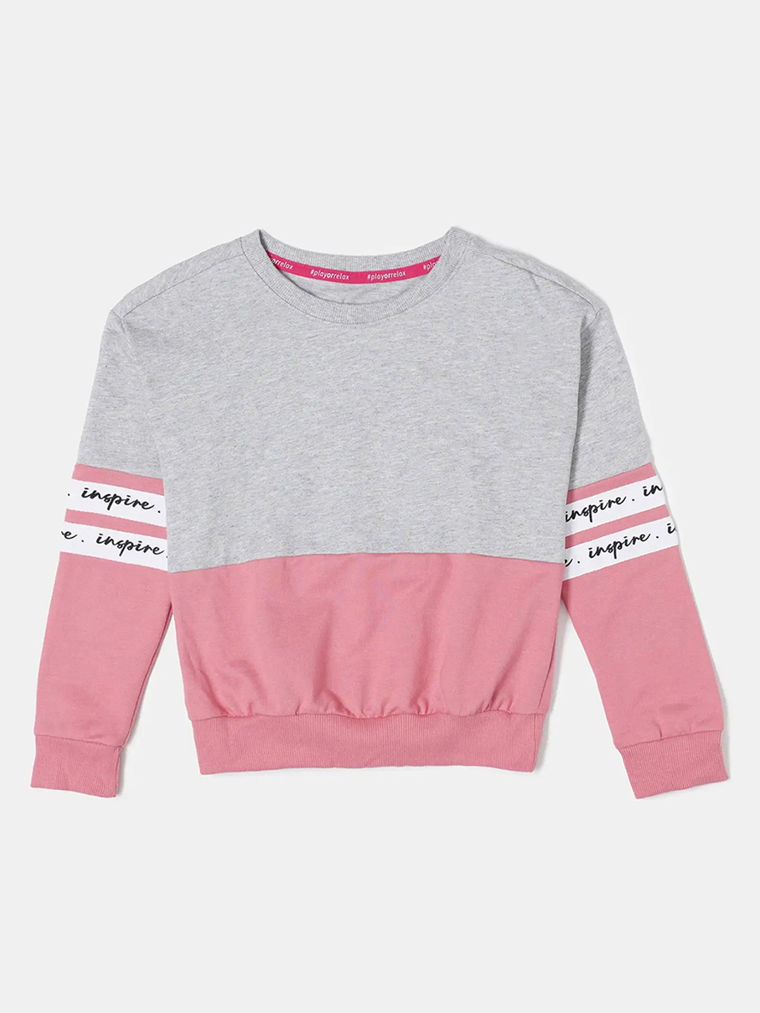 

Jockey Girls Uper Combed Cotton Printed Sweatshirt With Drop Shoulder Styling - AG66, Grey