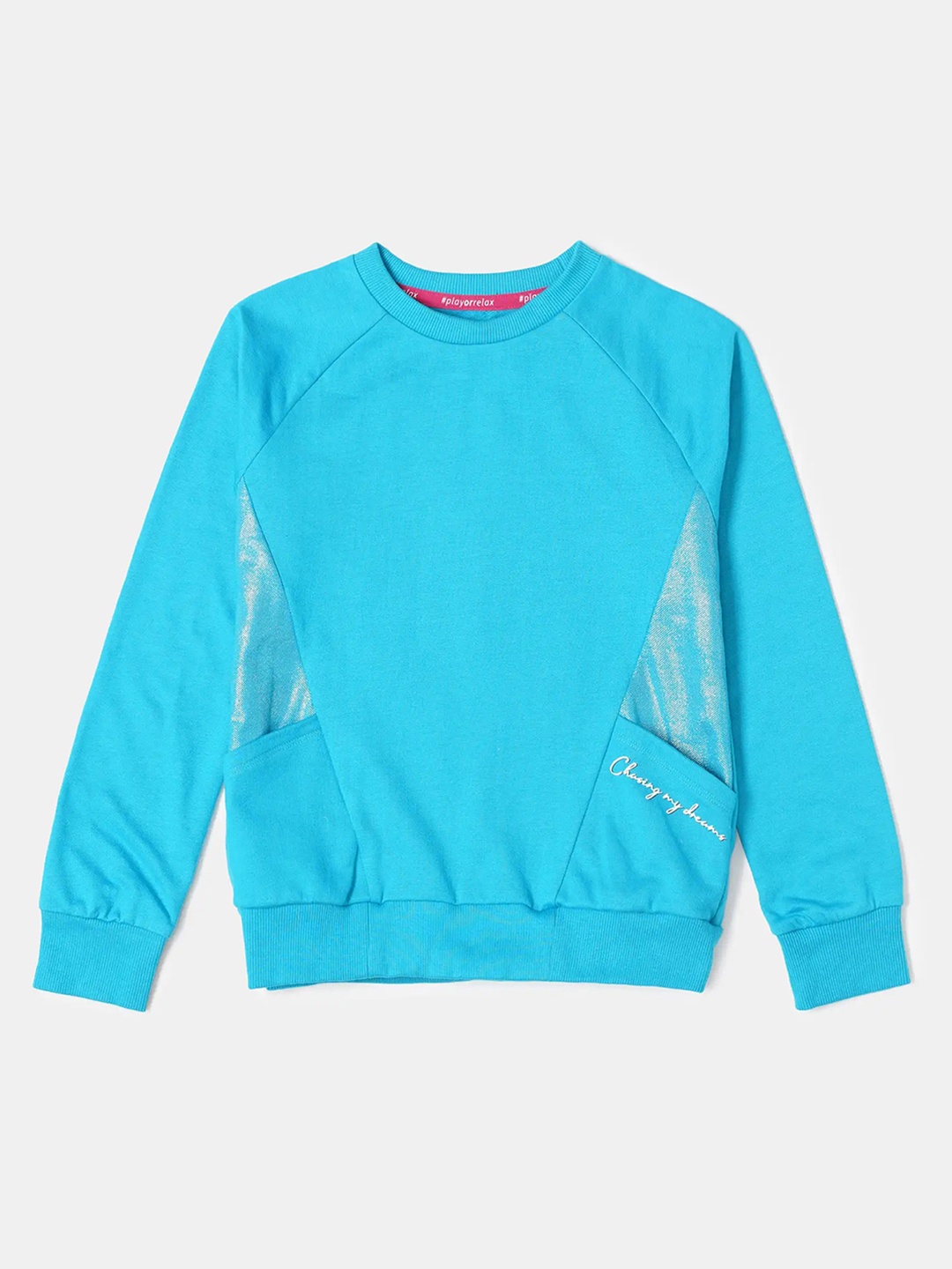 

Jockey Girls Super Combed Cotton Printed Round Neck Regular Fit Sweatshirt-AG43, Blue