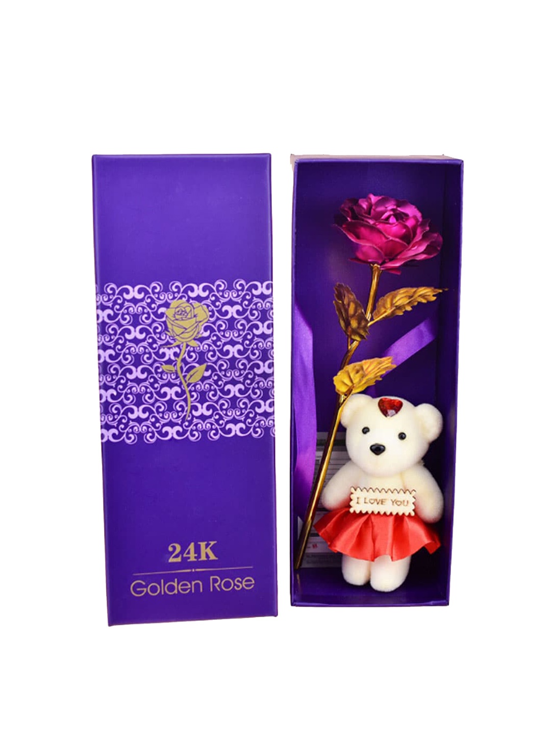

CHOCOZONE Pink Rose with Romantic I Love You Teddy Bear Valentine Gift