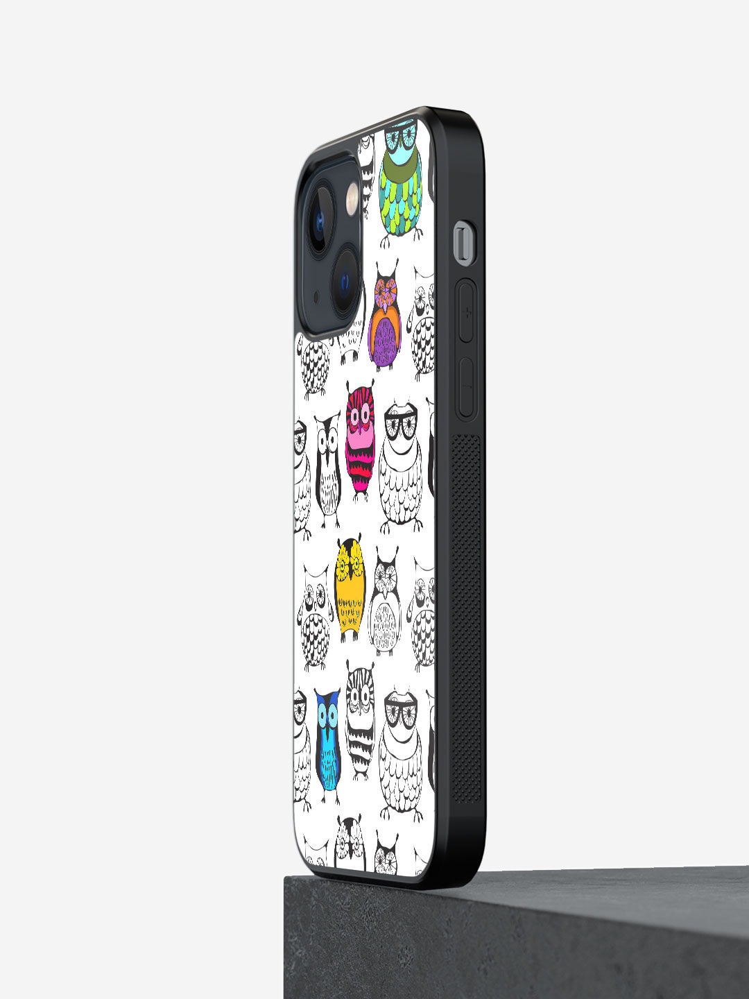 

macmerise White Printed Owl Art Design iPhone 13 Mini Bumper Back Case