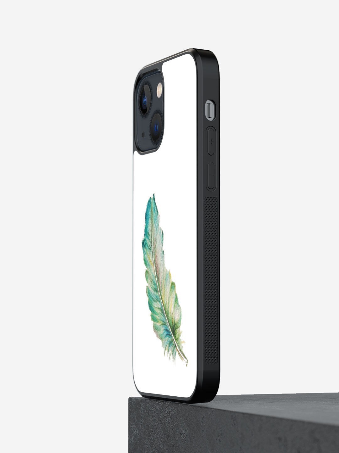 

macmerise White & Green Printed SK Feather Art Design iPhone 13 Bumper Phone Back Case