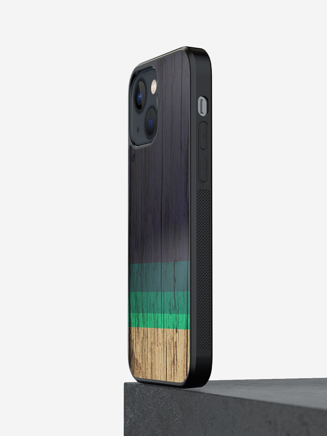

macmerise Black Printed Wood Stripes Design iPhone 13 Phone Back Case