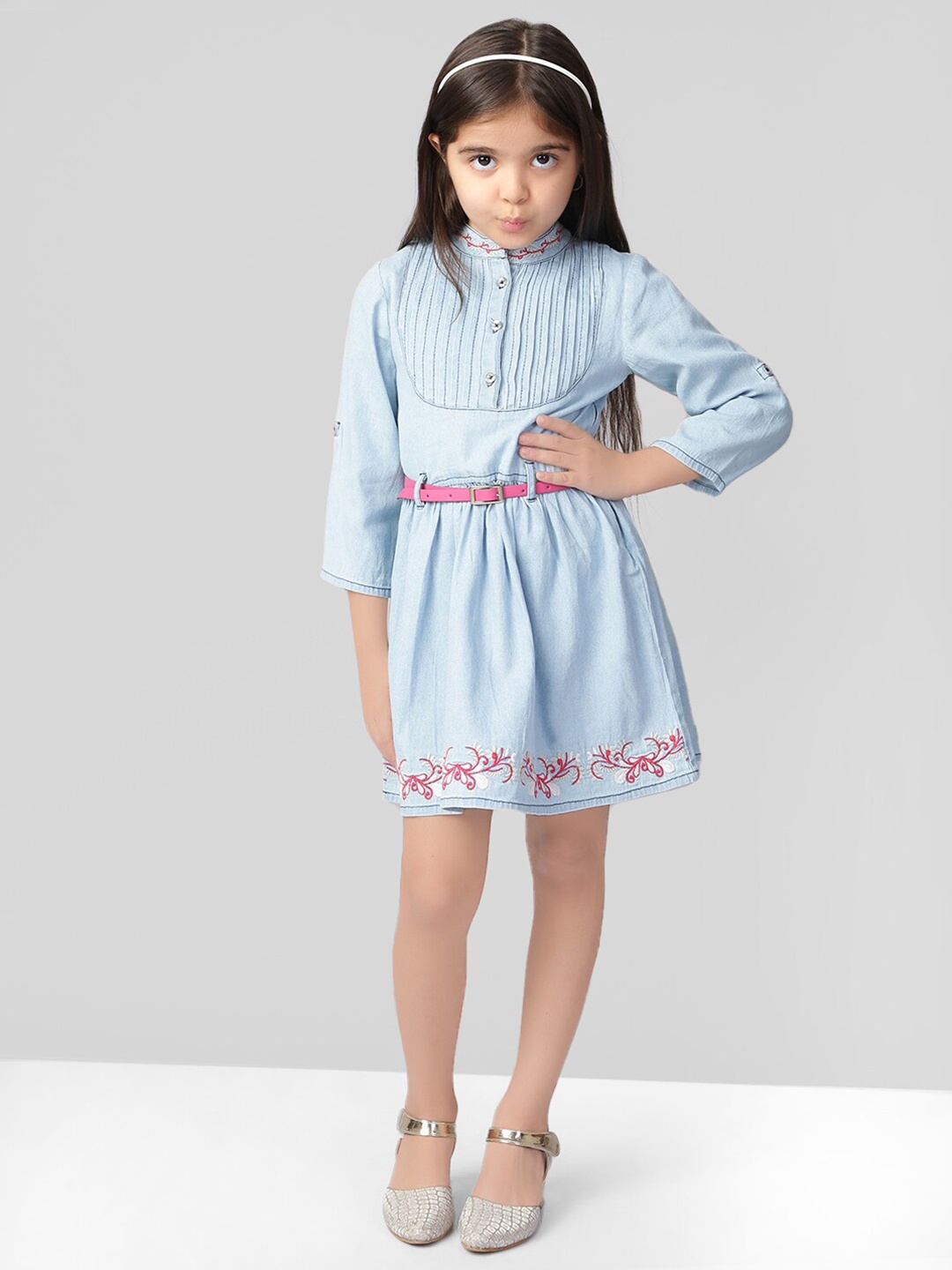 

Naughty Ninos Girls Blue Denim Shirt Dress