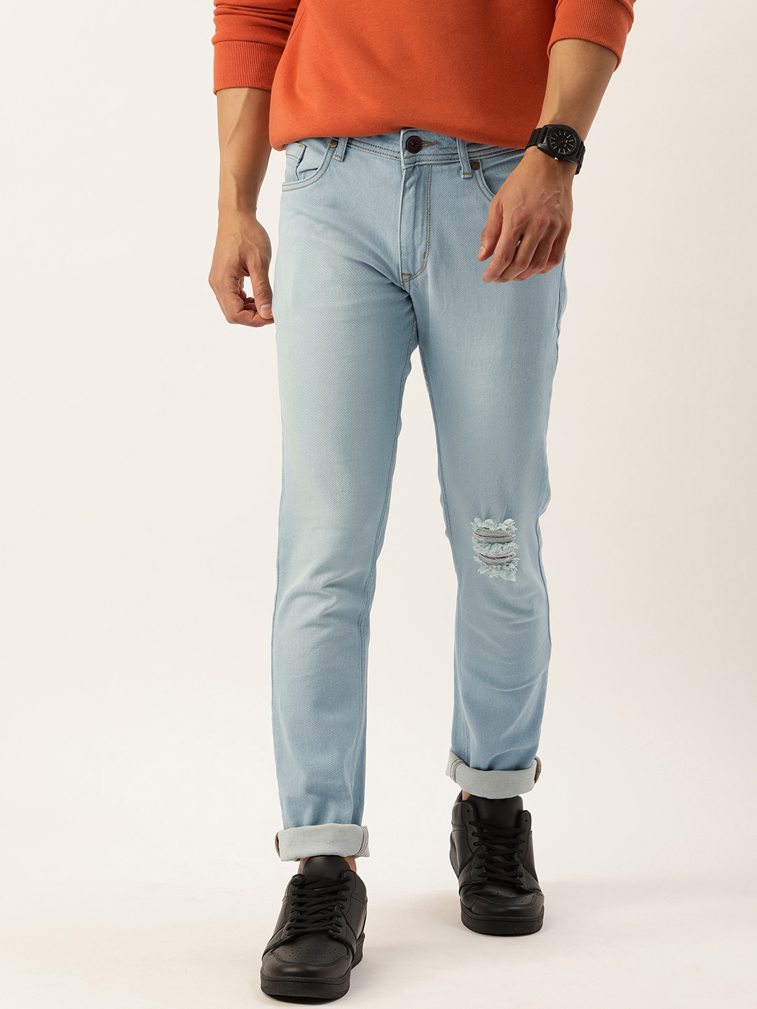 

Bene Kleed Men Blue Slim Fit Low Distress Light Fade Stretchable Jeans