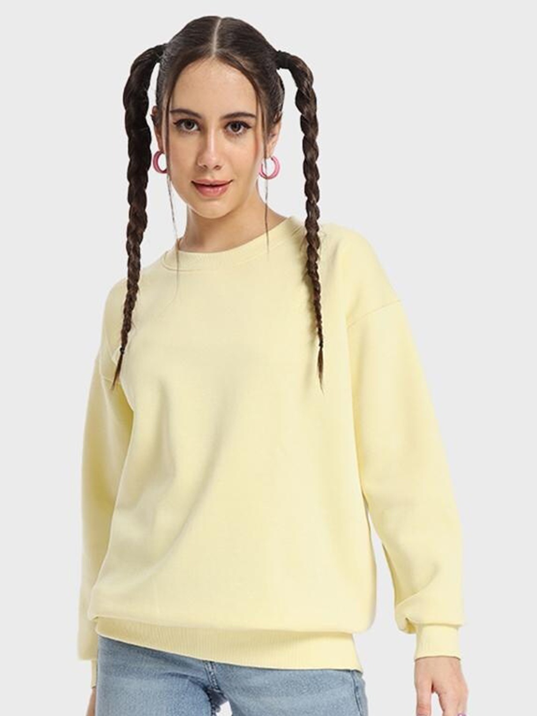 

Bewakoof Women Wax Yellow Oversized Sweatshirt