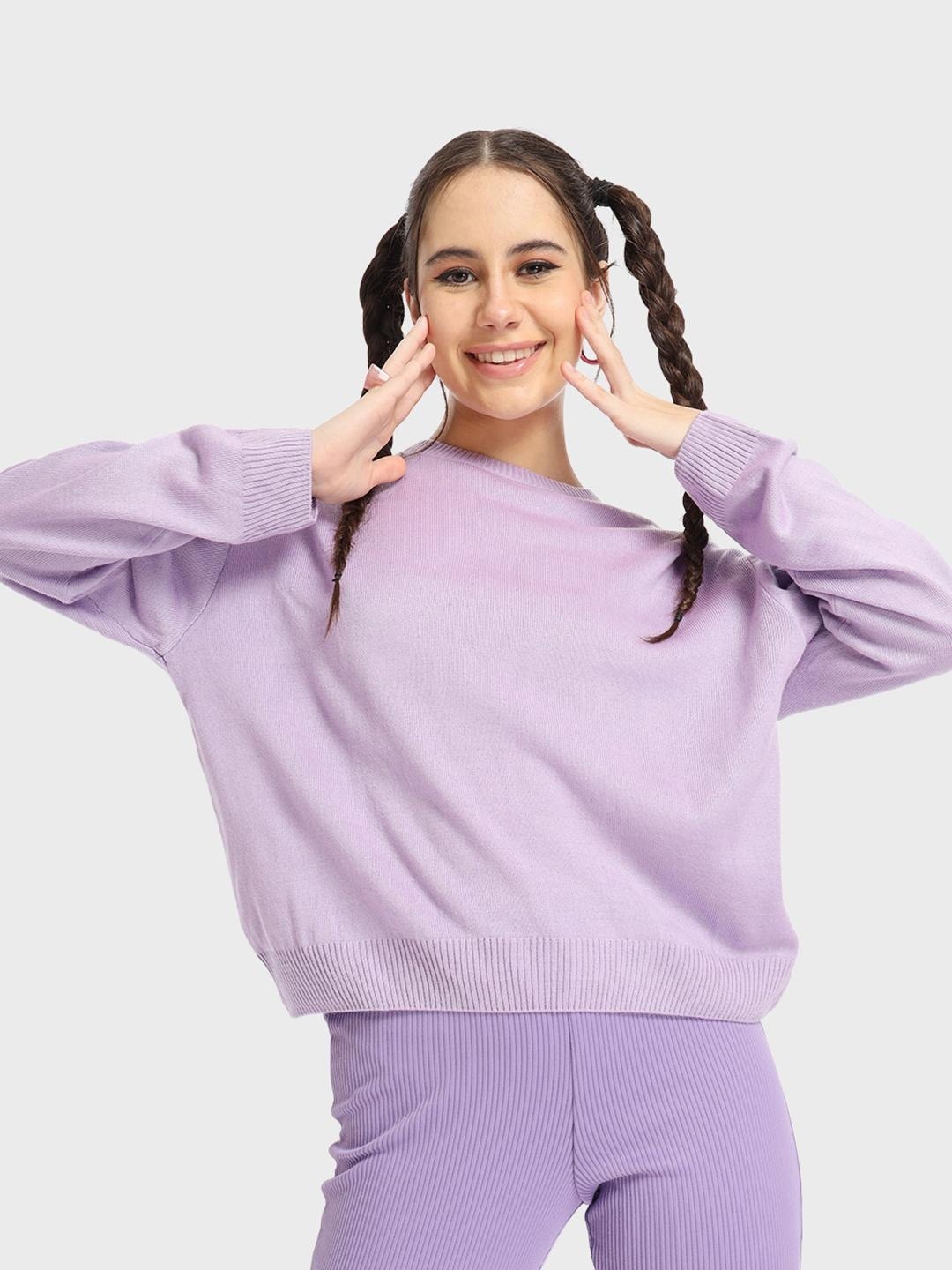 

Bewakoof Women Purple Acrylic Pullover Sweater