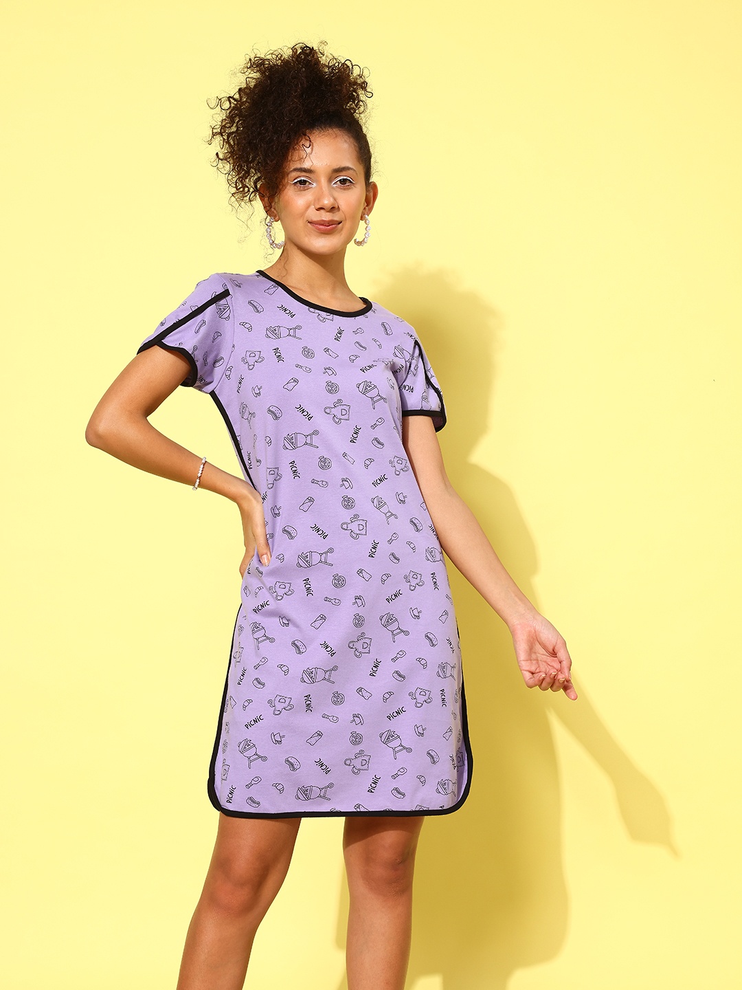 

DressBerry Pure Cotton Printed Nightdress, Lavender