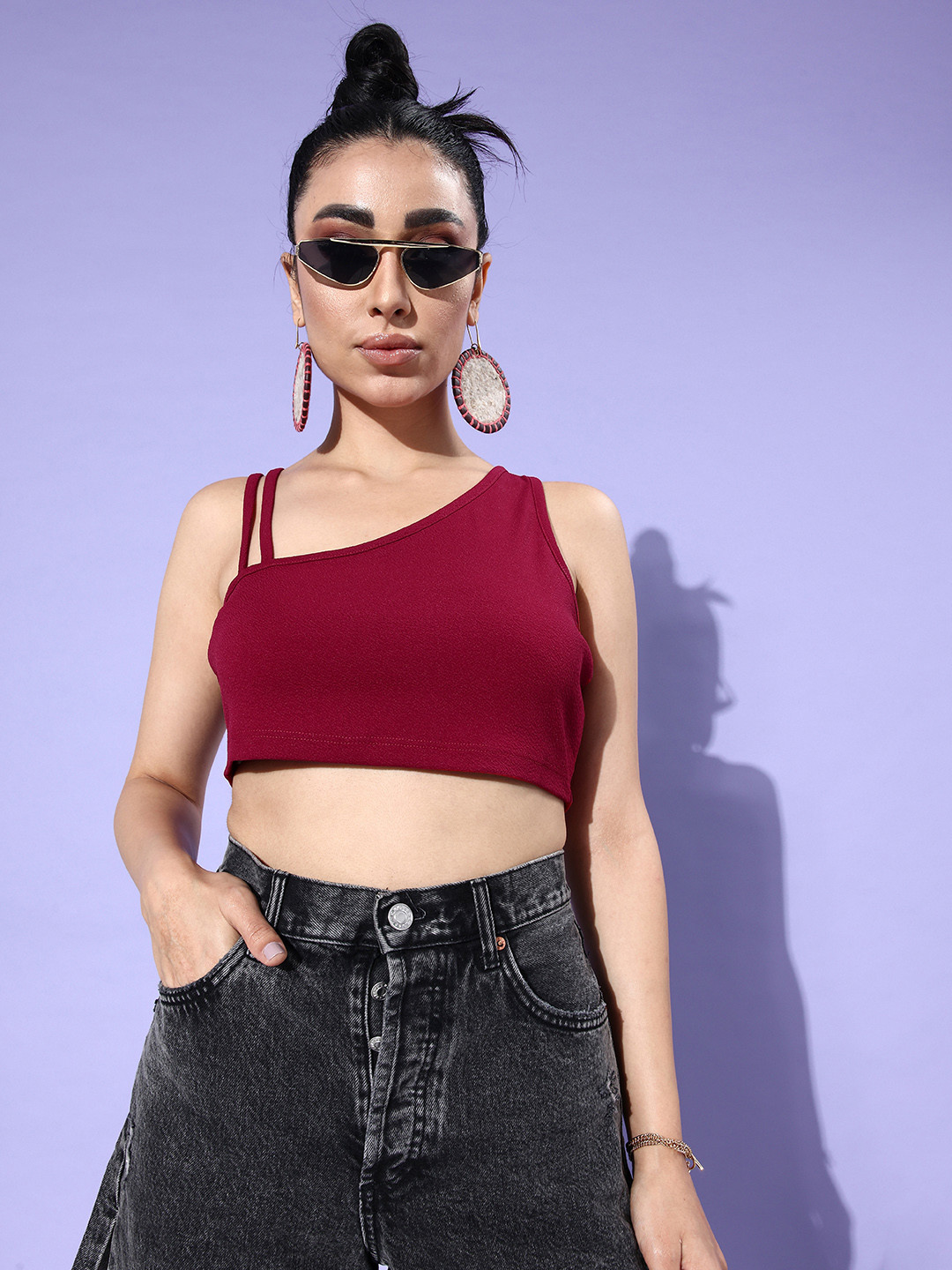 

DressBerry Glam Royal Maroon 90's Hollaback Neck It Is ! Crop Top