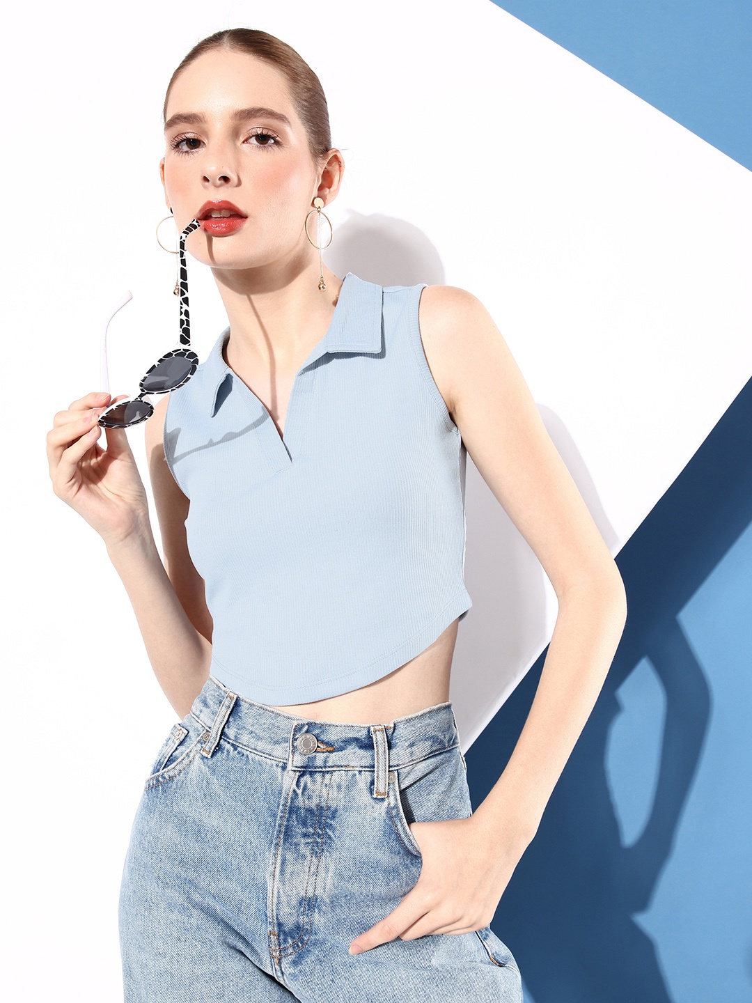 

DressBerry Glam Cool Blue Casually Corset Crop Top