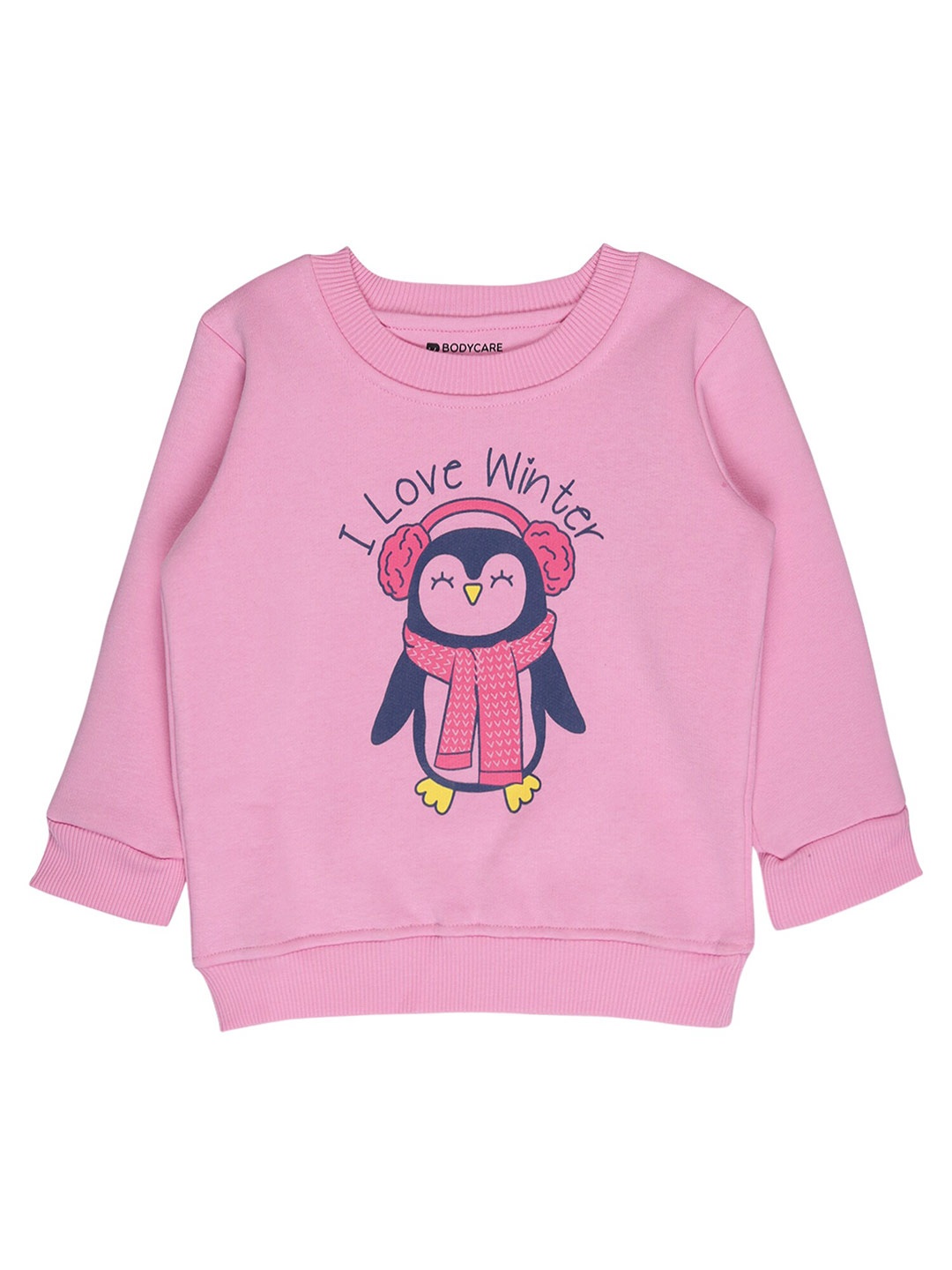 

Bodycare Kids Girls Pink Printed Cotton Round Neck Sweatshirt