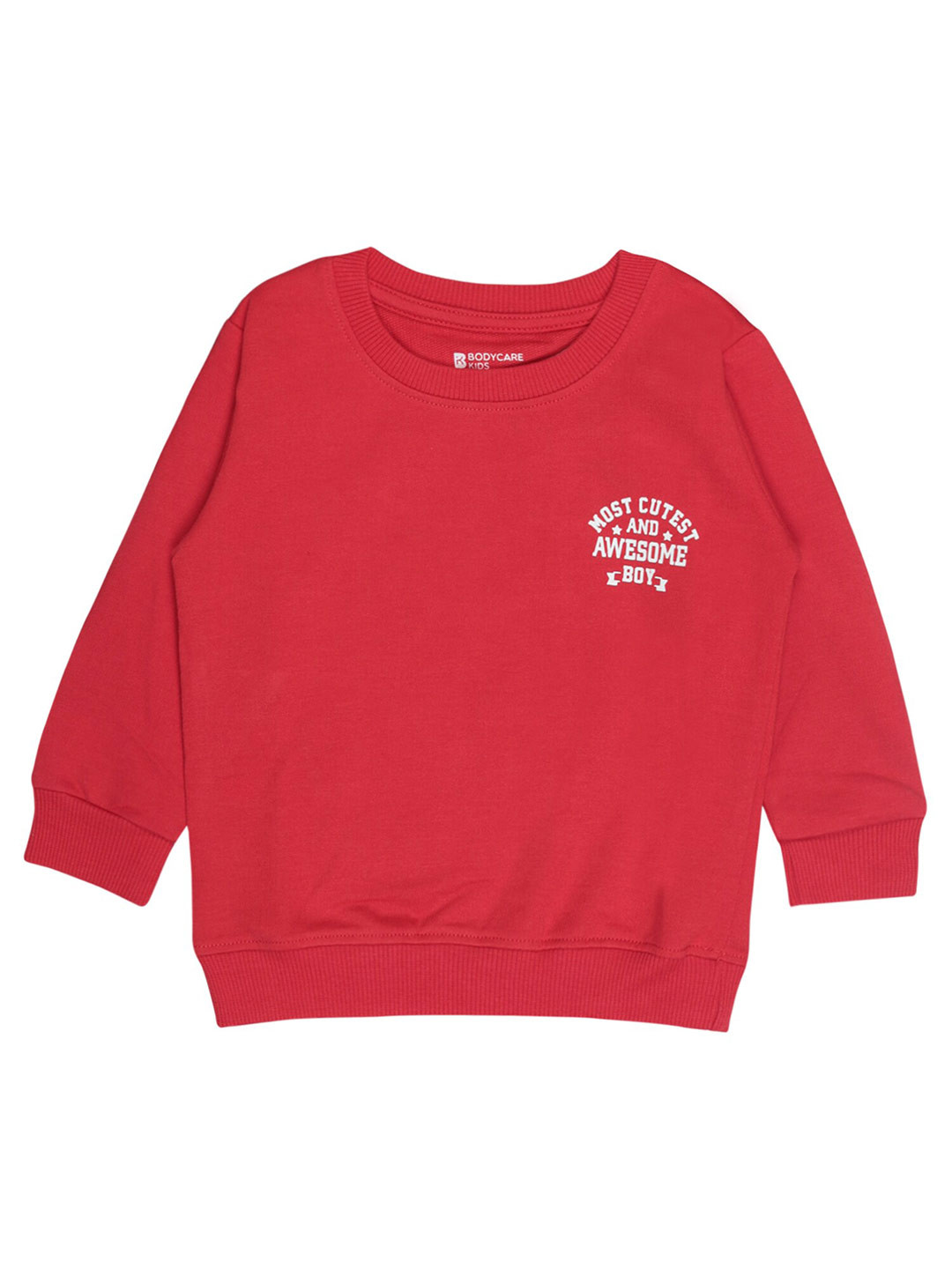 

Bodycare Kids Boys Red Printed Cotton Round Neck Sweatshirt
