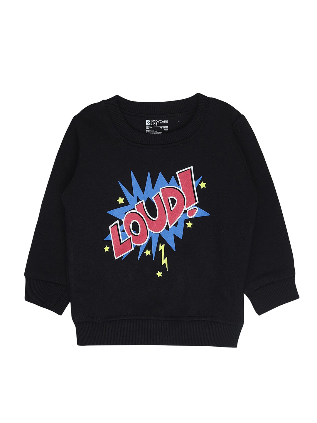 

Bodycare Kids Boys Black Printed Cotton Round Neck Sweatshirt