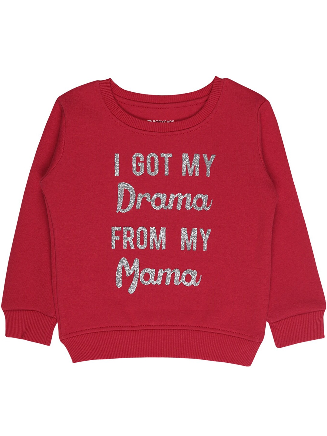 

Bodycare Kids Girls Red Printed Cotton Round Neck Sweatshirt