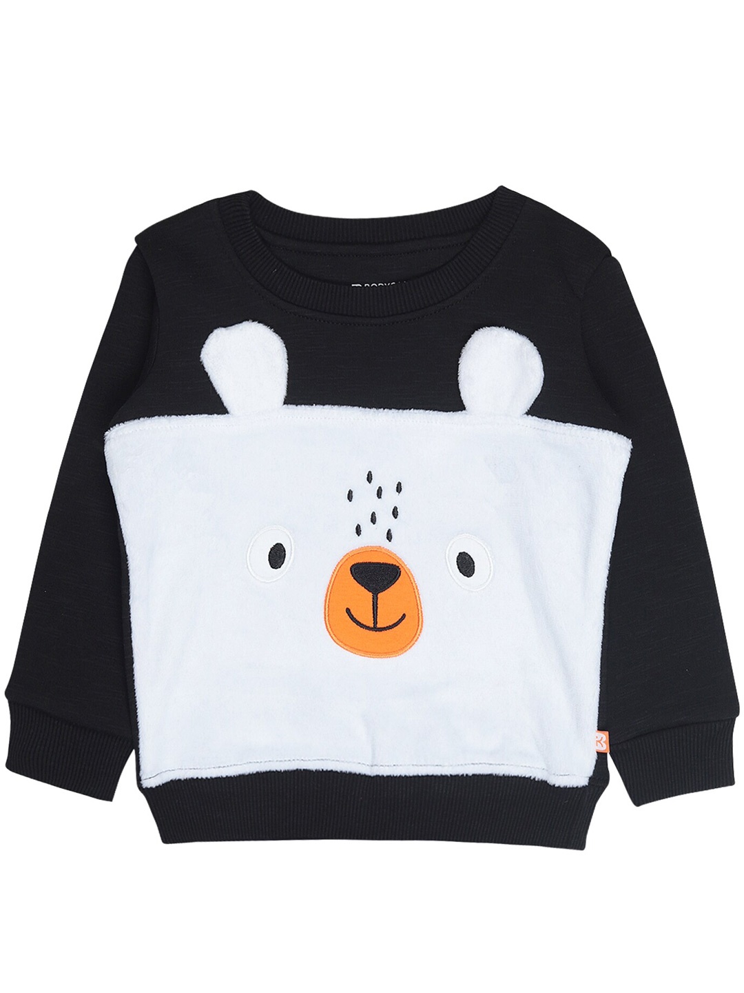 

Bodycare Kids Boys Black & White Colourblocked Cotton Round Neck Sweatshirt