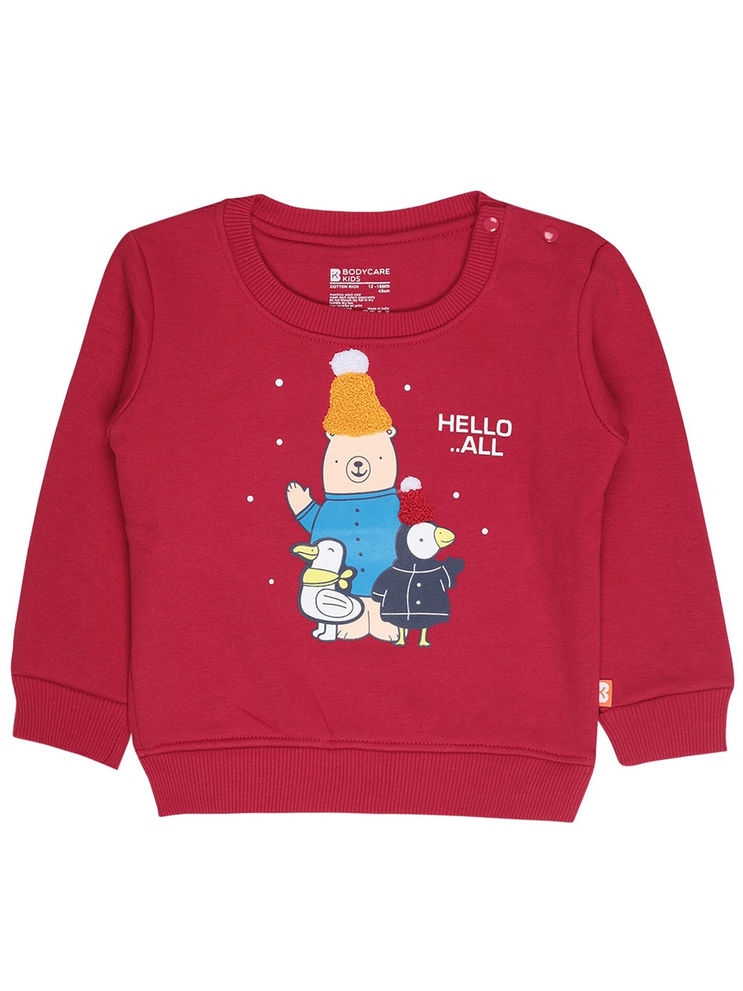 

Bodycare Kids Boys Maroon Printed Cotton Round Neck Sweatshirt