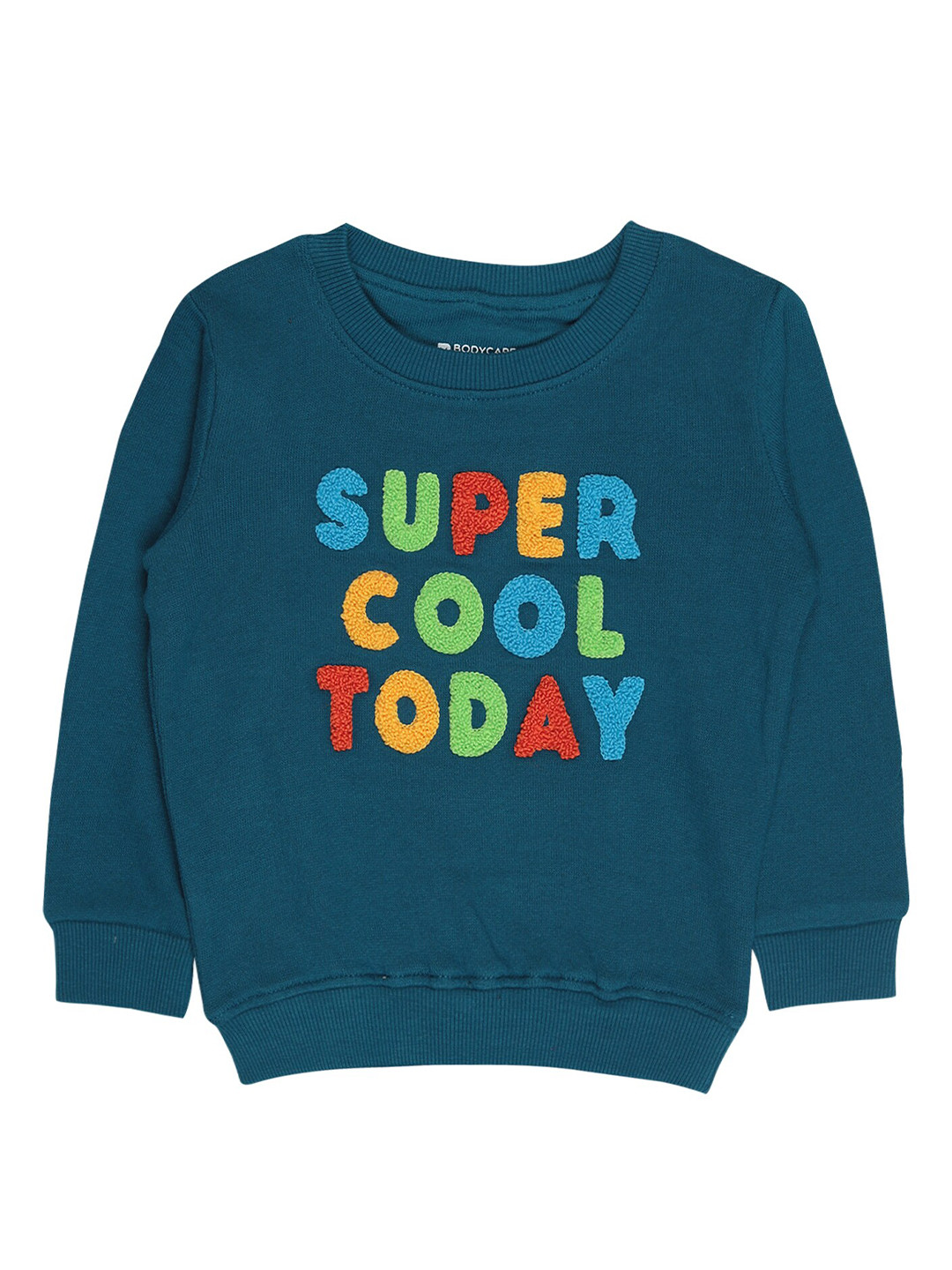 

Bodycare Kids Boys Teal Blue Printed Cotton Round Neck Sweatshirt