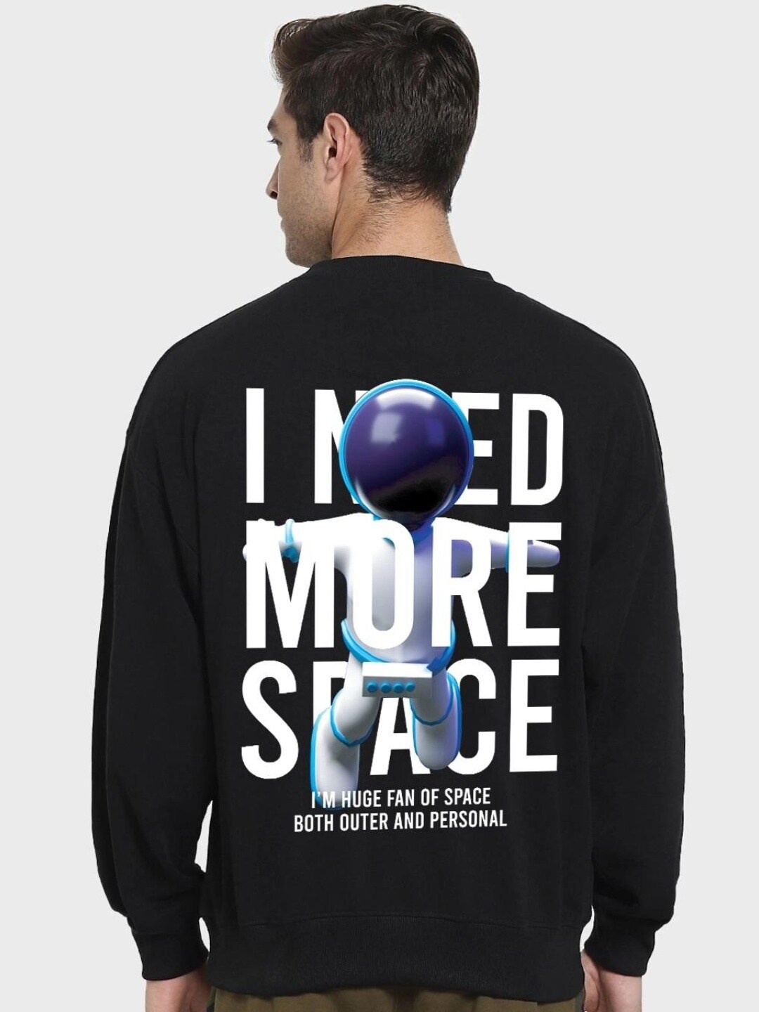 

Bewakoof Men Black Printed Fleece Sweatshirt