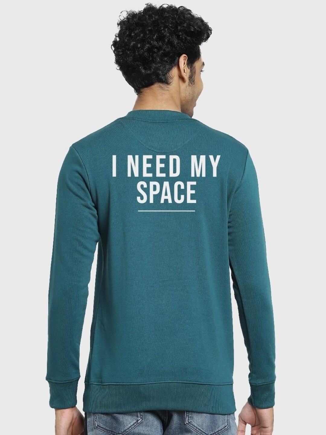 

Bewakoof Men Teal Printed Fleece Sweatshirt