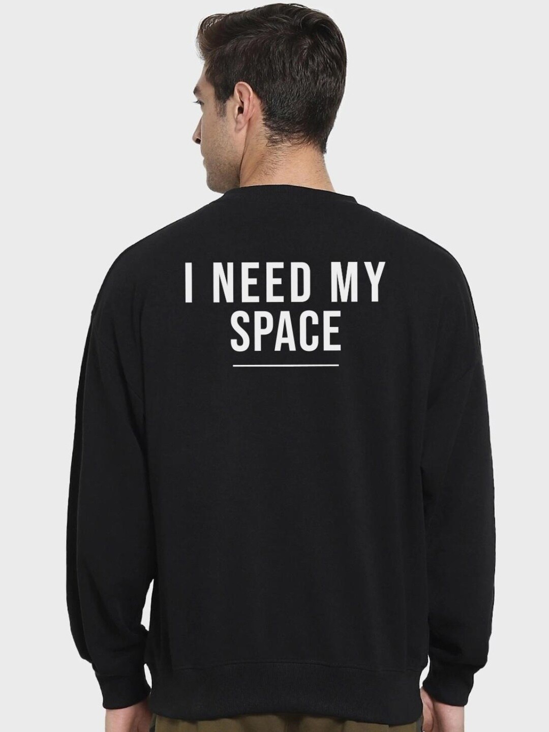 

Bewakoof Men Black Typography Printed Oversized Sweatshirt