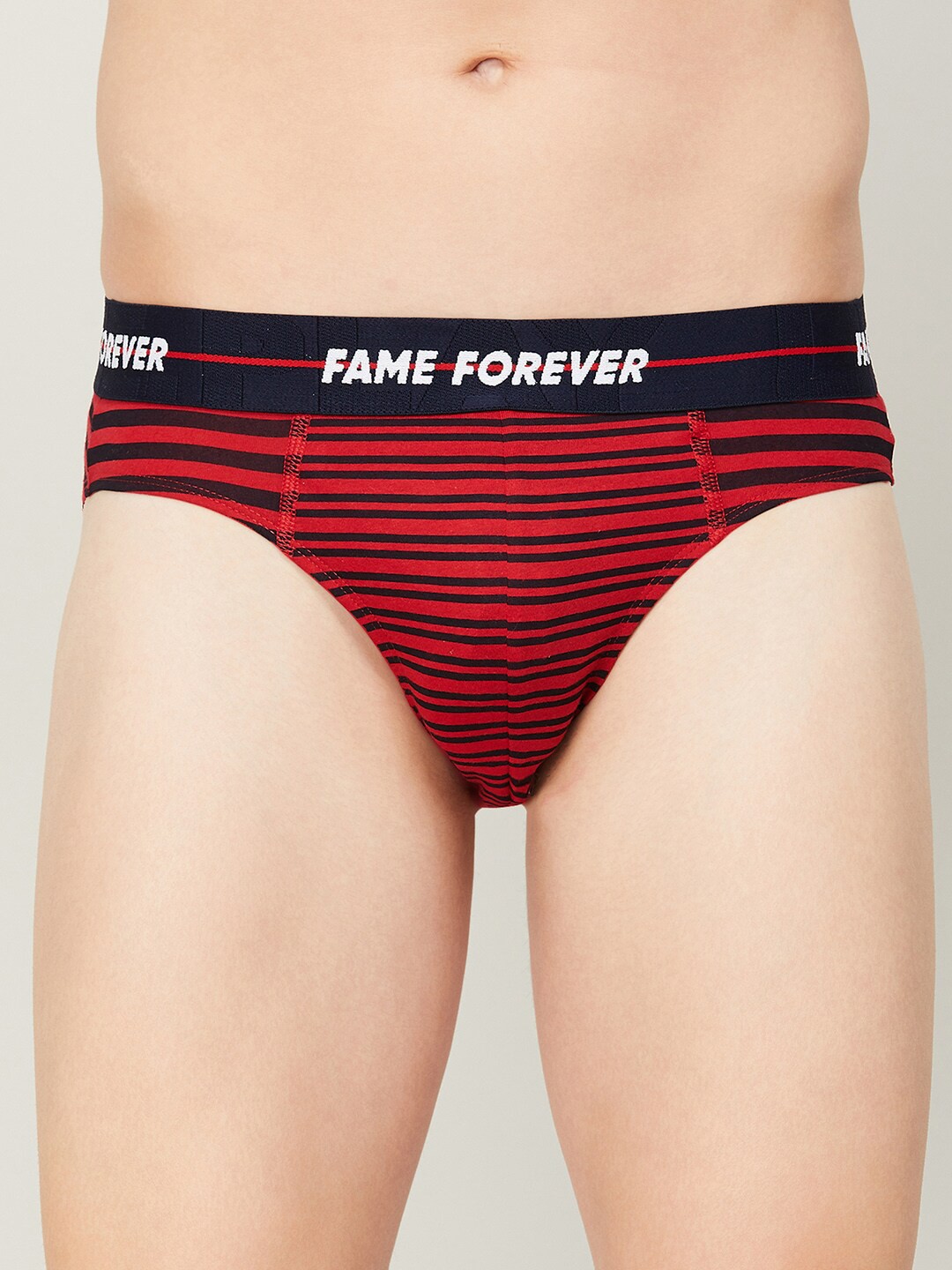

Fame Forever by Lifestyle Men Navy Blue & Red Striped Cotton Basic Briefs