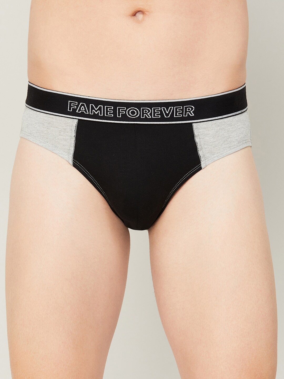 

Fame Forever by Lifestyle Men Grey Colourblocked Cotton Basic Briefs