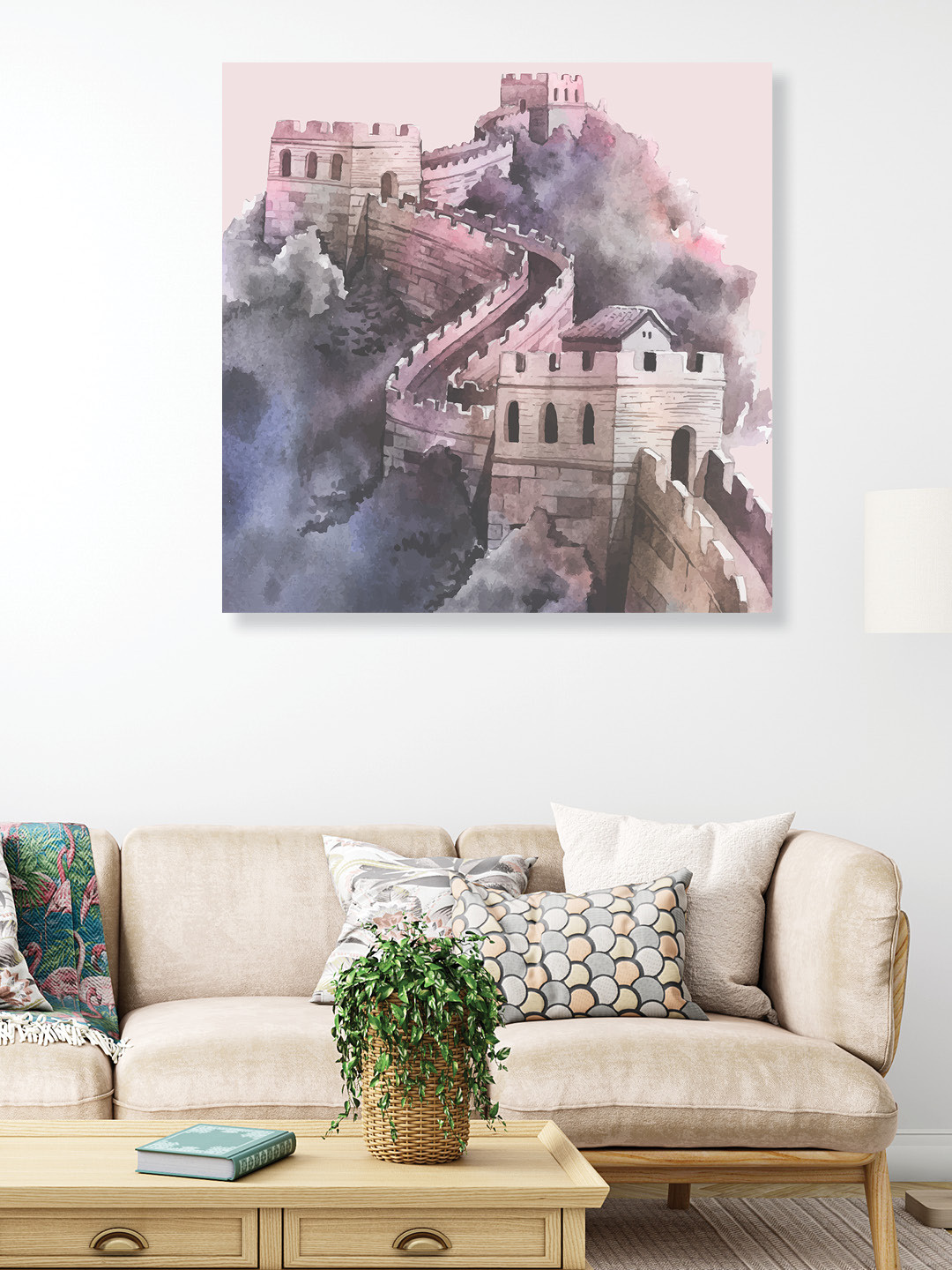 

RANDOM Pink & Blue The Great Wall Of China Canvas Painting Wall Art