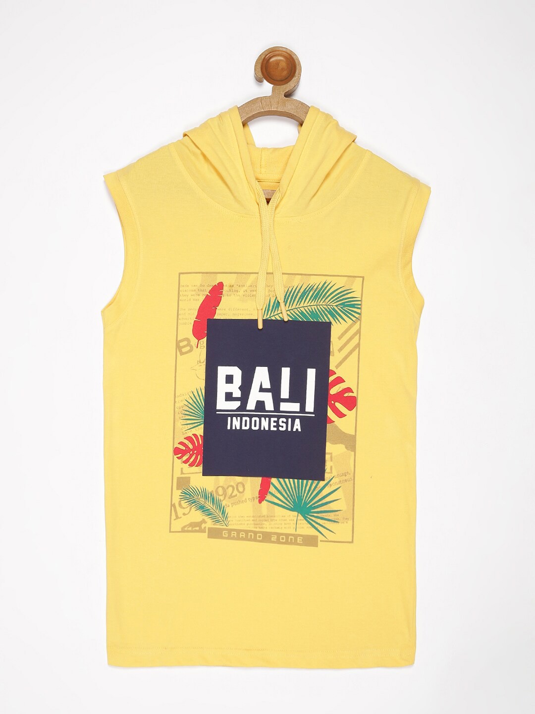

V2 Value & Variety Boys Yellow Typography Printed Tropical Cotton T-shirt