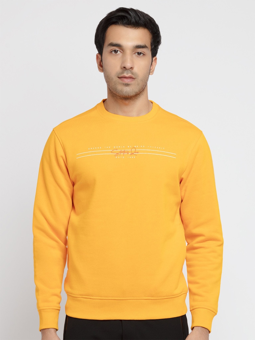 

Status Quo Men Yellow Solid Sweatshirt